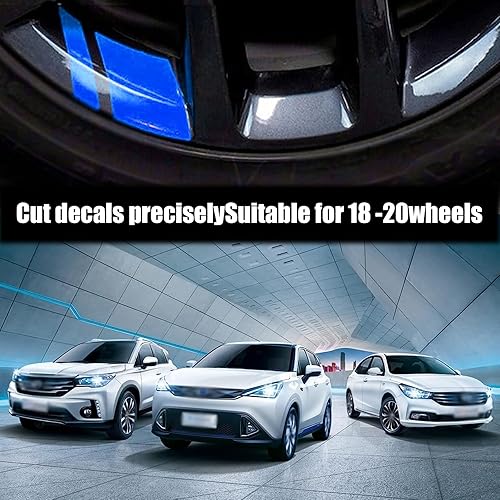 Miniatura 4 de gunhunt 6 calcomanías reflectantes para automóvil, calcomanías de rayas para llantas de rueda, calcomanías automotrices de rayas para ruedas de 18 a