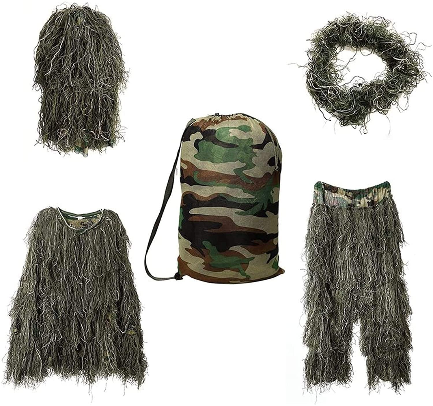 AUSCAMOTEK 3D Leafy Poncho Tarnumhang - Ghillie Suit Für Hirsch- & Truthahnjagd