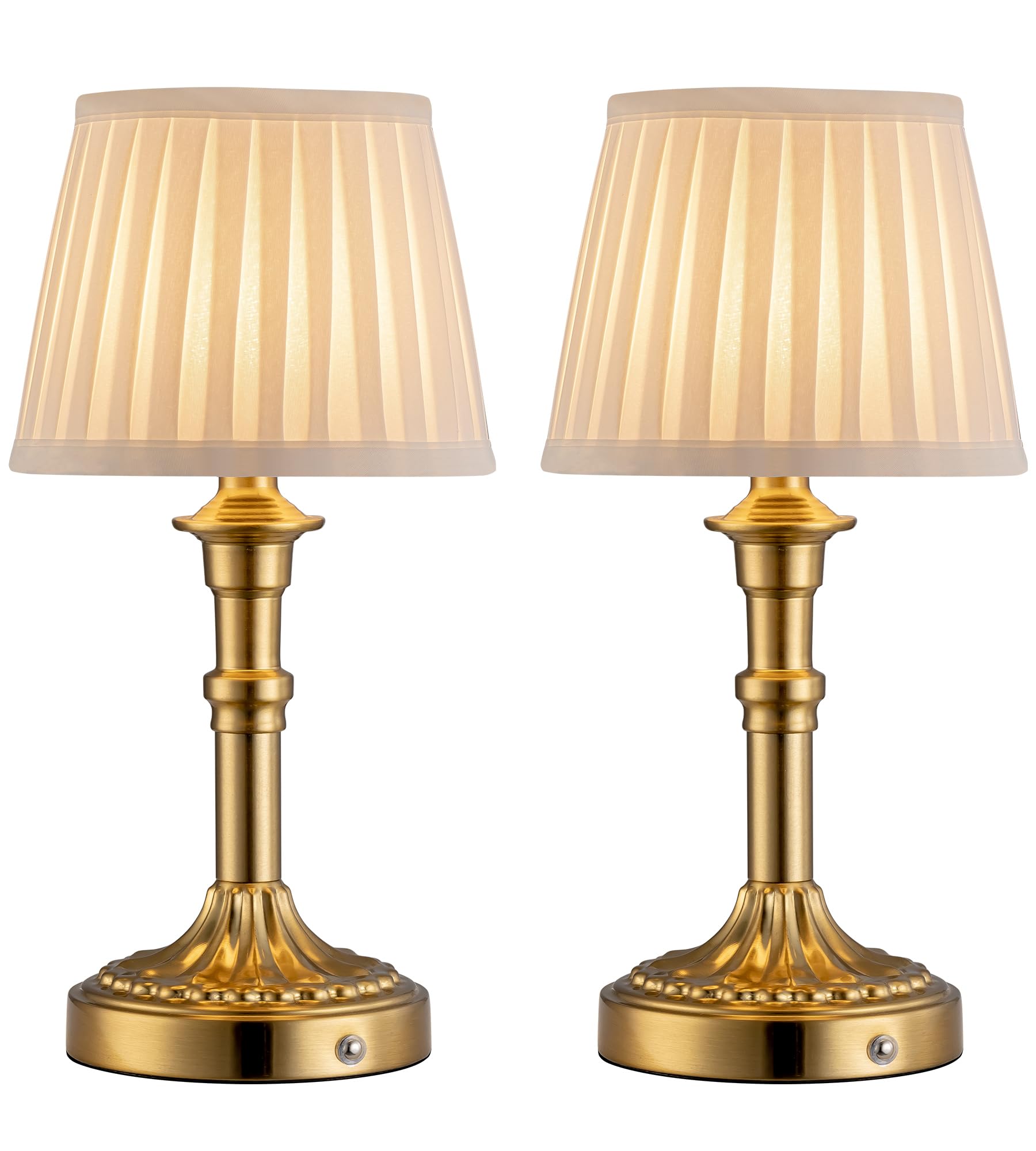 KDG Cordless Portables Table Lamp Set of 2, LED Fabric Shade Small Desk Lamps, 5000mAh Battery Powered Lighting, 2700K Stepless Dimmable Light for Living Room, Dining Room, Bedroom, Bedside (Bronze)