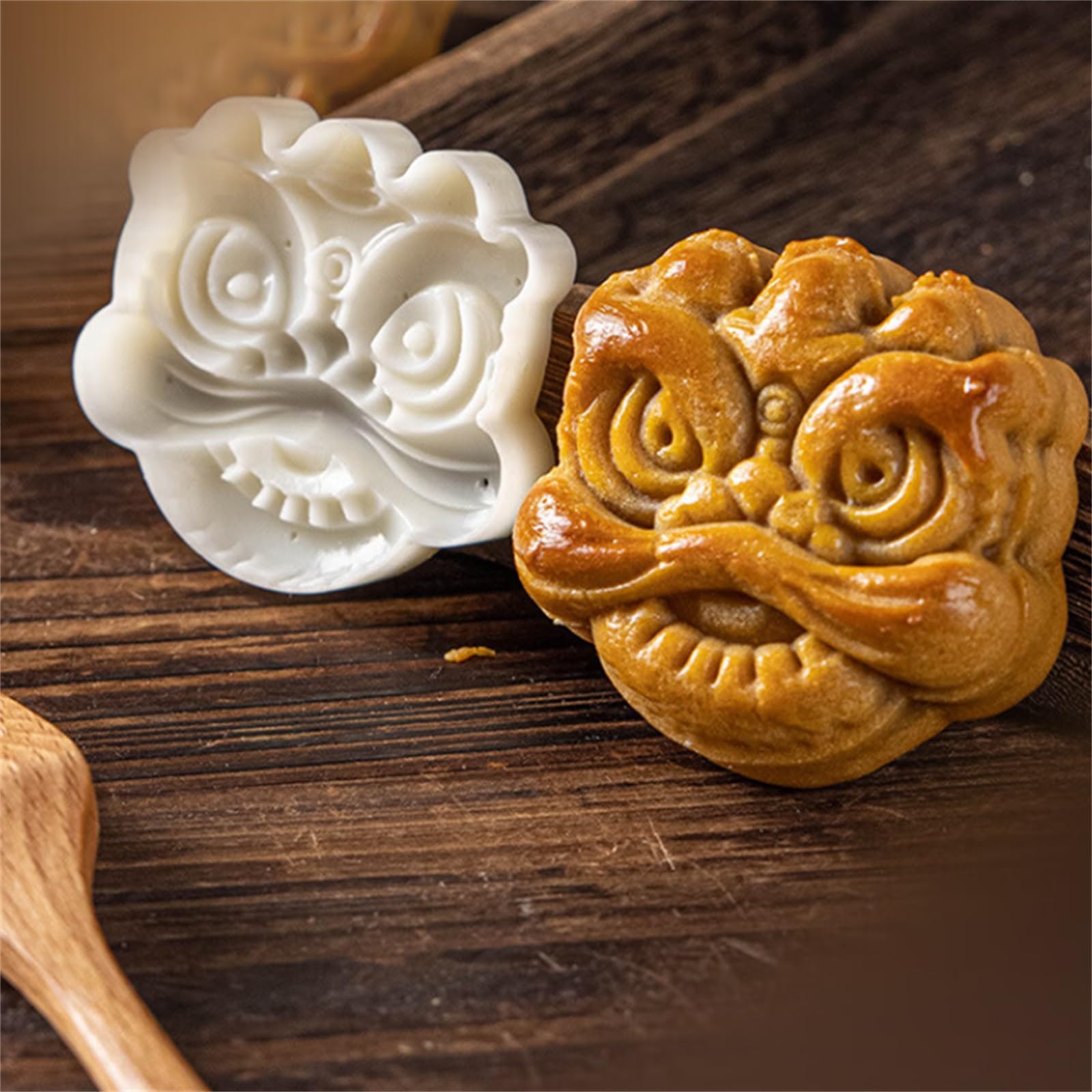 Mains sur le moule de gâteau de lune Moule à gâteau de lune de mi-festival, moules à gâteau de lune en plastique en forme de tigre et de lion, 50 g ou 75 g, presse à main DIY for la cuisson des gâteau