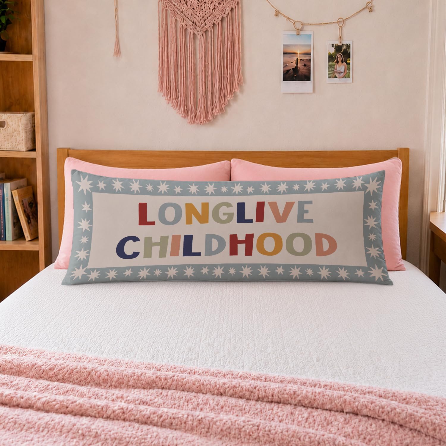 Long Live Childhood 20x54 Body Pillow Pillowcase Cover with Zipper