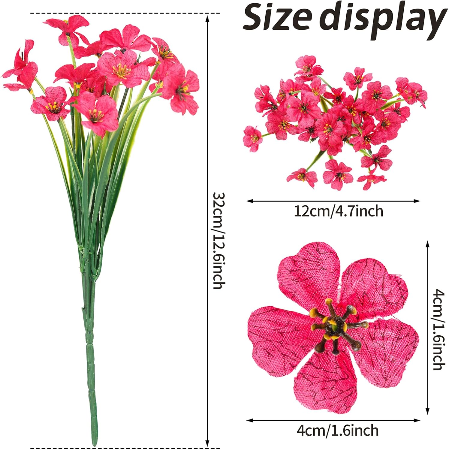 24 Bundles Artificial Flowers for Outdoor Indoor Garden Home Decoration, Plastic Flowers Decoration,Artificial Plants for Indoor Outside Garden Home Wedding Farmhouse (Mix 6 Color) - Image 2