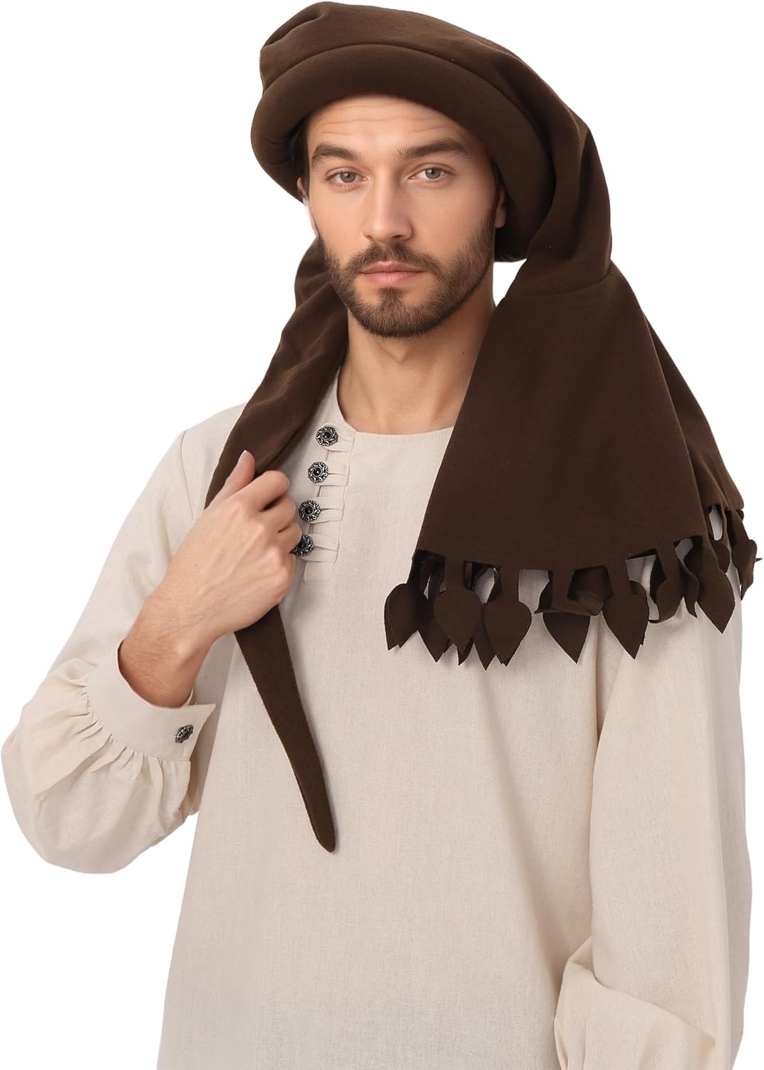 DAZCOS 中世シャペロンハット パッド入りロール付き ルネッサンスカウル 男性用 クリスマス用