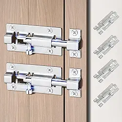 Pacote com 4 travas de barril, trava deslizante – Fechaduras deslizantes de aço inoxidável de 7,6 cm para porta, acabamento escovado