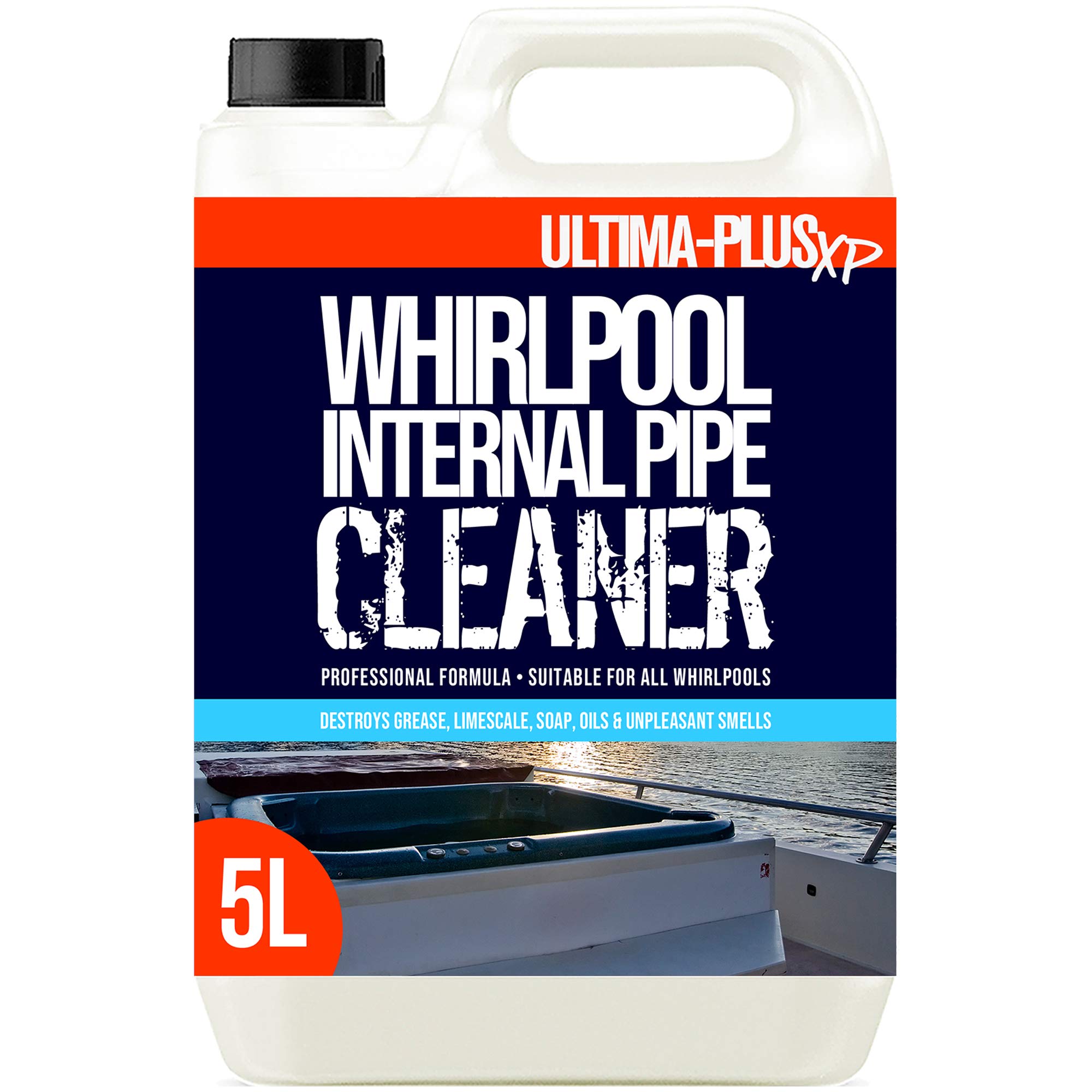 ULTIMA-PLUS XP Whirlpool Internal Pipe Cleaner - Deeply Cleans & Removes Limescale, Dirt & Odours - Suitable for all Whirlpools (5 Litres)