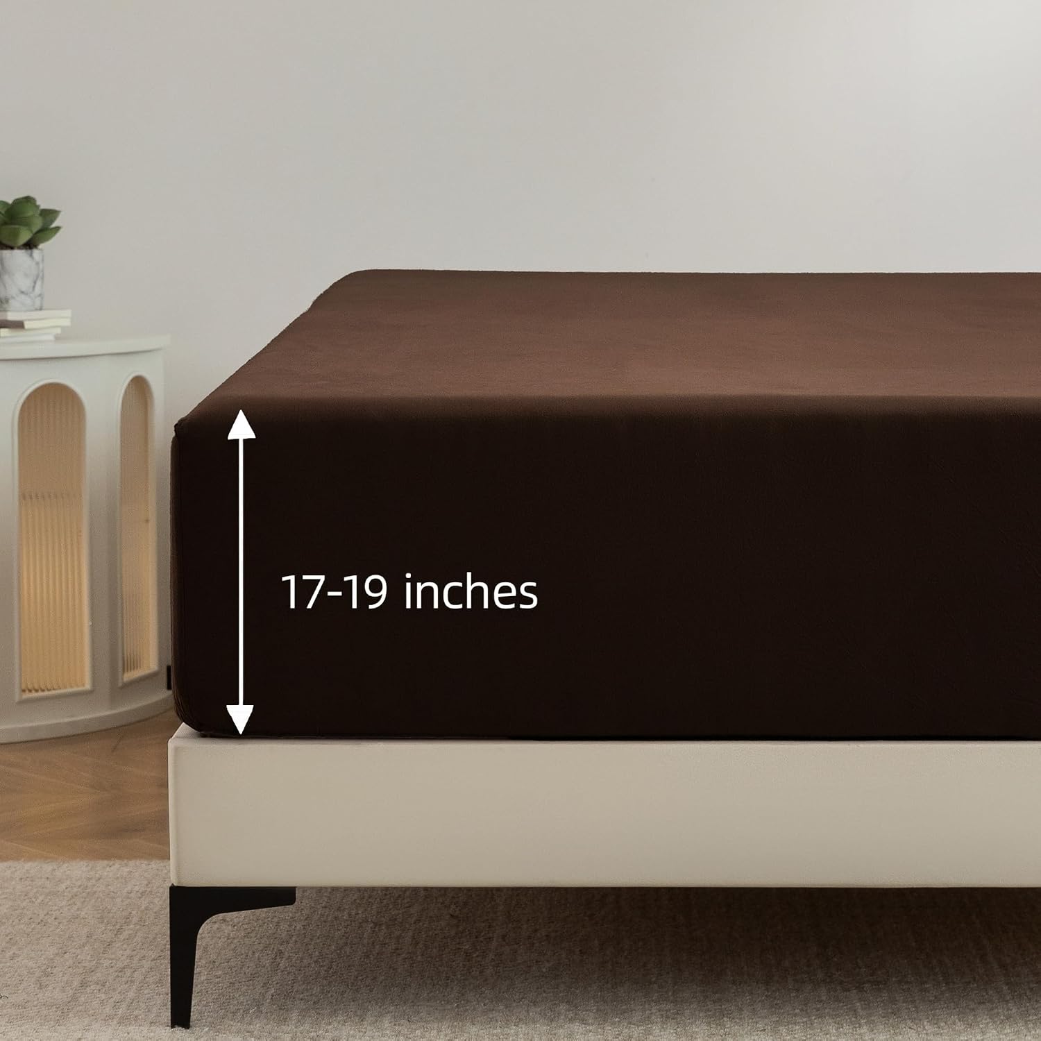 Queen Fitted Sheet – 100% Cotton, Deep Pocket up to 18", Ultra Soft & Comfortable, Linen Texture, Fade Resistant, Gentle & Hypoallergenic – Easy Fit, Cocoa Brown,Queen