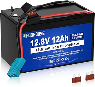 – 12V 12Ah Ride On Toys LiFePO4 Lithium Battery Kit with Wire Harness Connector & DC Port, 5000+ Cycles Rechargeable Battery with 15A BMS for Power Wheels, Kayak, Fish Finder, Mobility Scooter