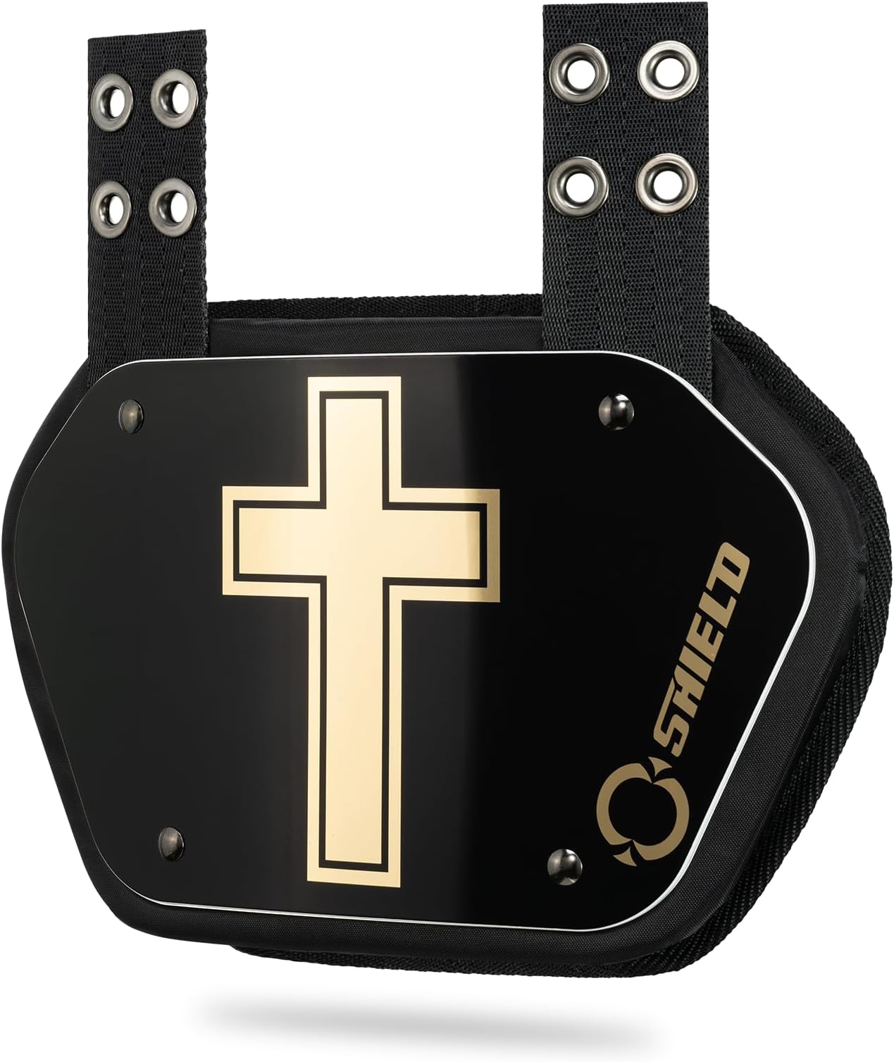 O Shield Golden Cross Chrome Football Back Plate, Lower Back Pads for Football Players, Rear Protector, Cross Series