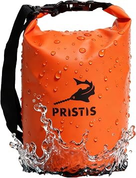 Pristis Waterproof Dry Bag, 5L Lightweight Floating Kayak Storage Backpack for Men Women, Durable Outdoor Roll Top Dry Sack Gear Accessory for Kayaking Fishing Rafting Beach Camping, Orange