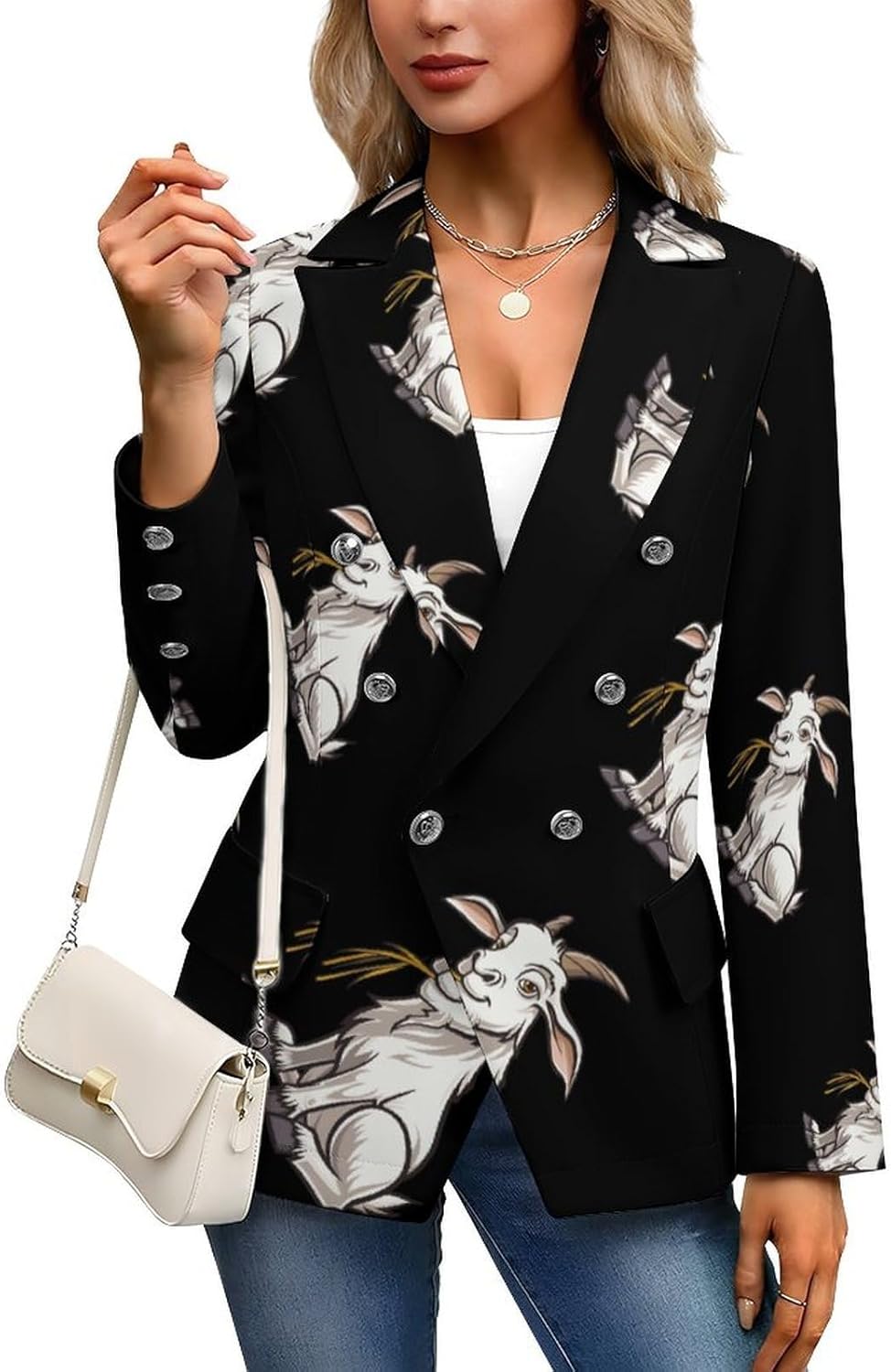 Goat Womens Casual Blazers Long Sleeve Lapel Business Suit Jackets