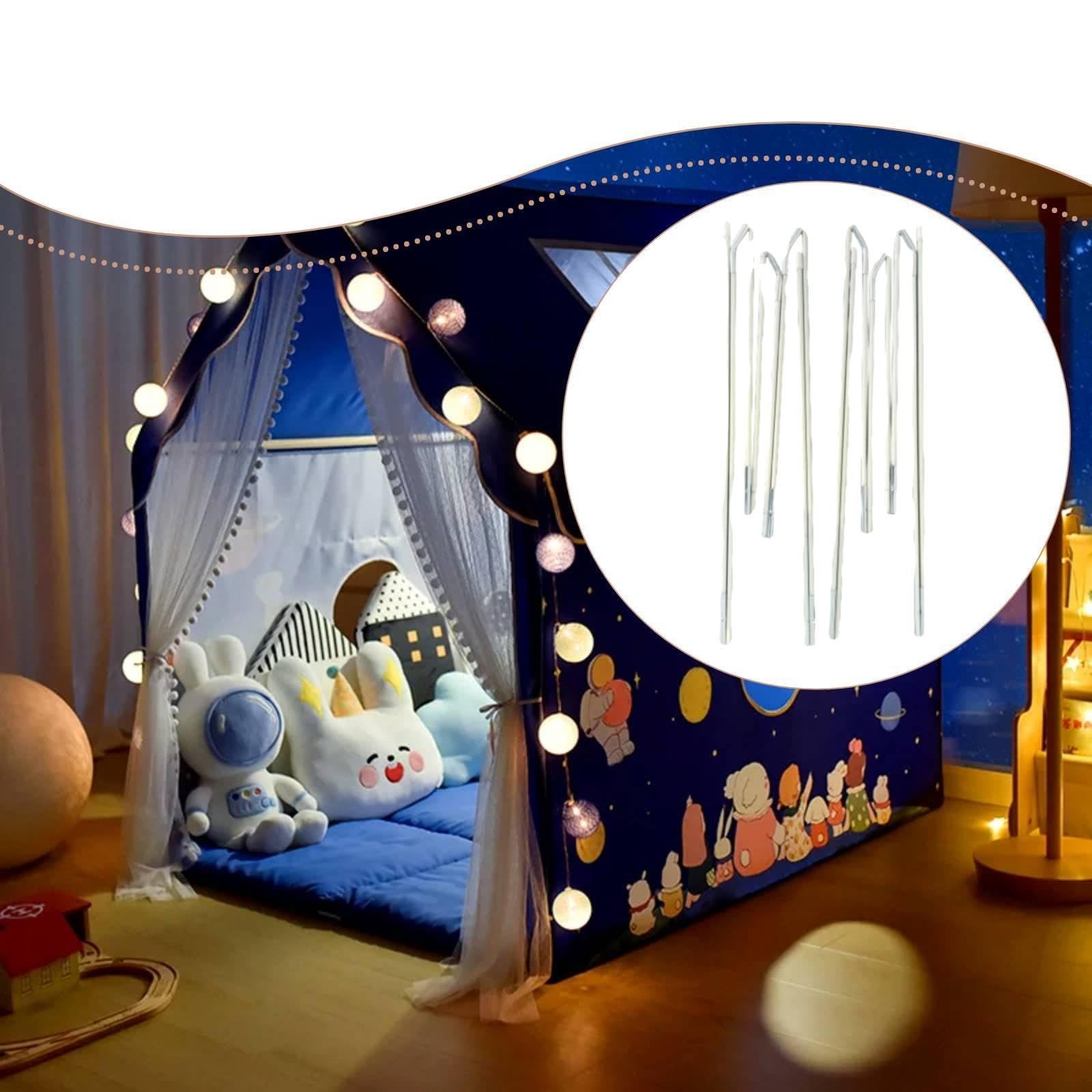 rockible Set di Tenda da Gioco per Bambini, Design a 4 sezioni, aste da 5,9 mm, robusti e Leggeri, in Fibra di Vetro Bianca, Ideali per Tende a, 2 Pezzi