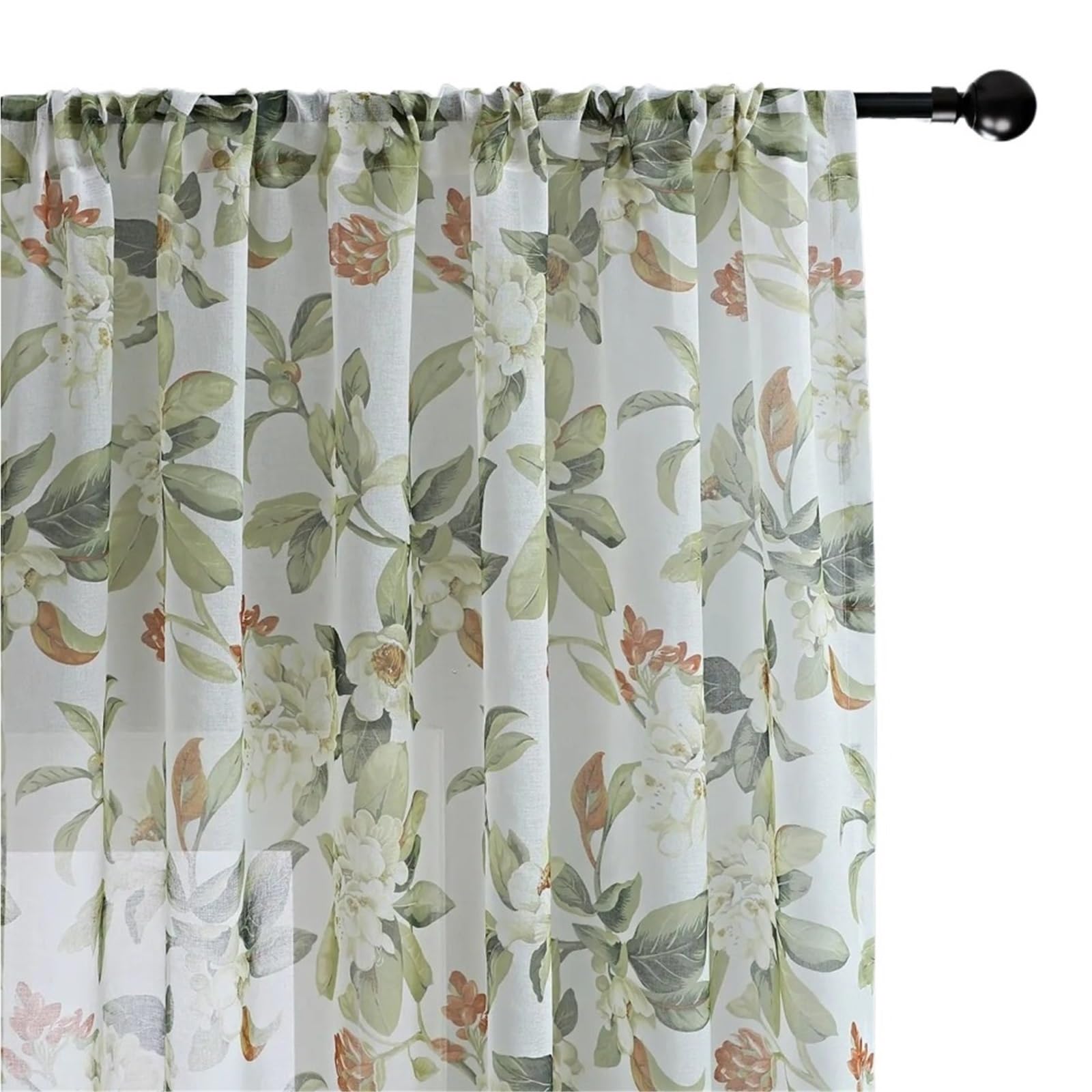 LNNXSZ Short Curtains Yellow Floral Sheer Curtain For Windows Short Valance Vintage Farmhouse Basement Half Cafe Curtains(Color-02,140x45cm)