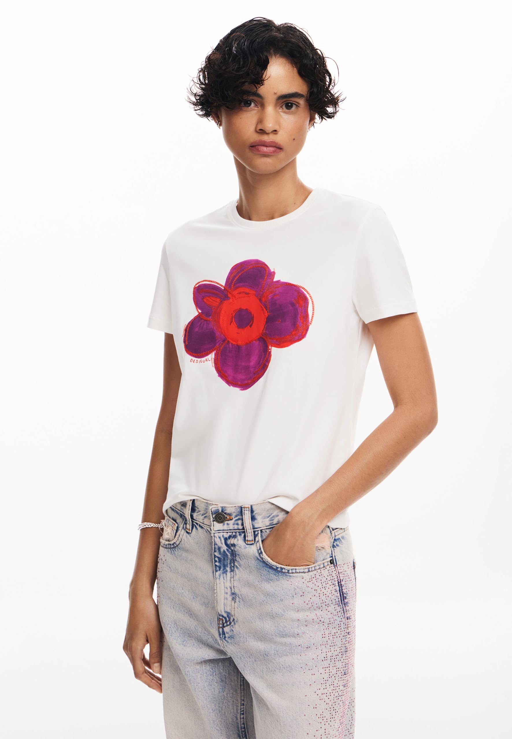 Desigual Koszulka Kobiety Woman Knit T-shirt Z Krótkim Rękawem