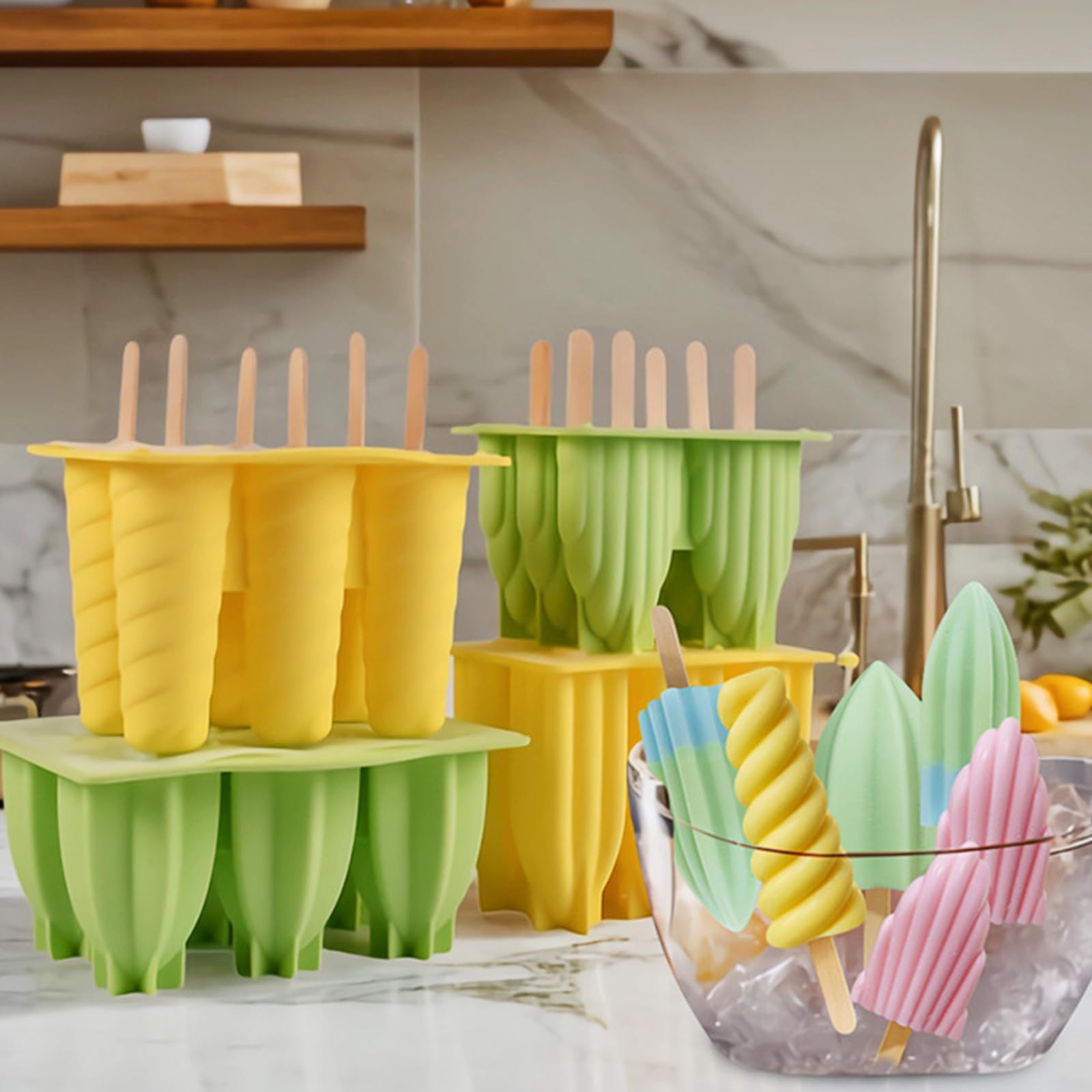 Moldes de silicona para paletas de helado, sin BPA, fáciles de usar y reutilizables, perfectos para golosinas congeladas caseras, diseño flexible para una fácil liberación, herramienta de cocina