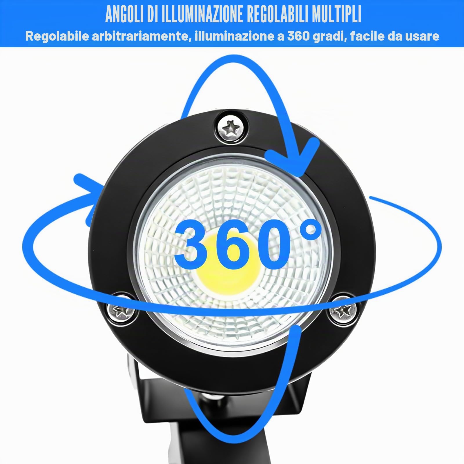 GBKDQQ 2 faretti LED a morsetto con spina e interruttore, IP65, impermeabile, per interni ed esterni, 10 W, con cavo da 1,5 m, per esterni (bianco caldo)
