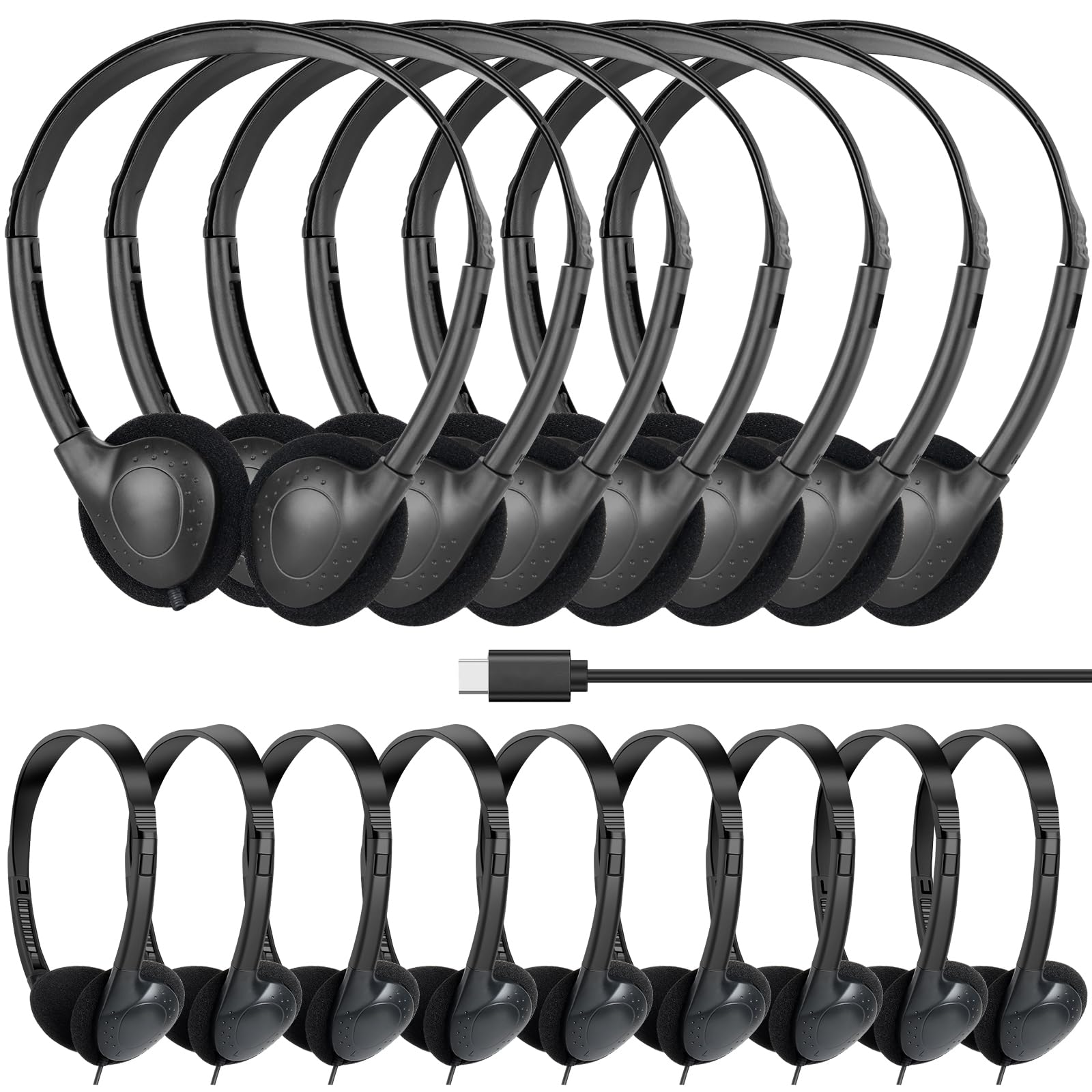 USB C Headphones Bulk 20 Pack for Kids Classroom School,USB Type C