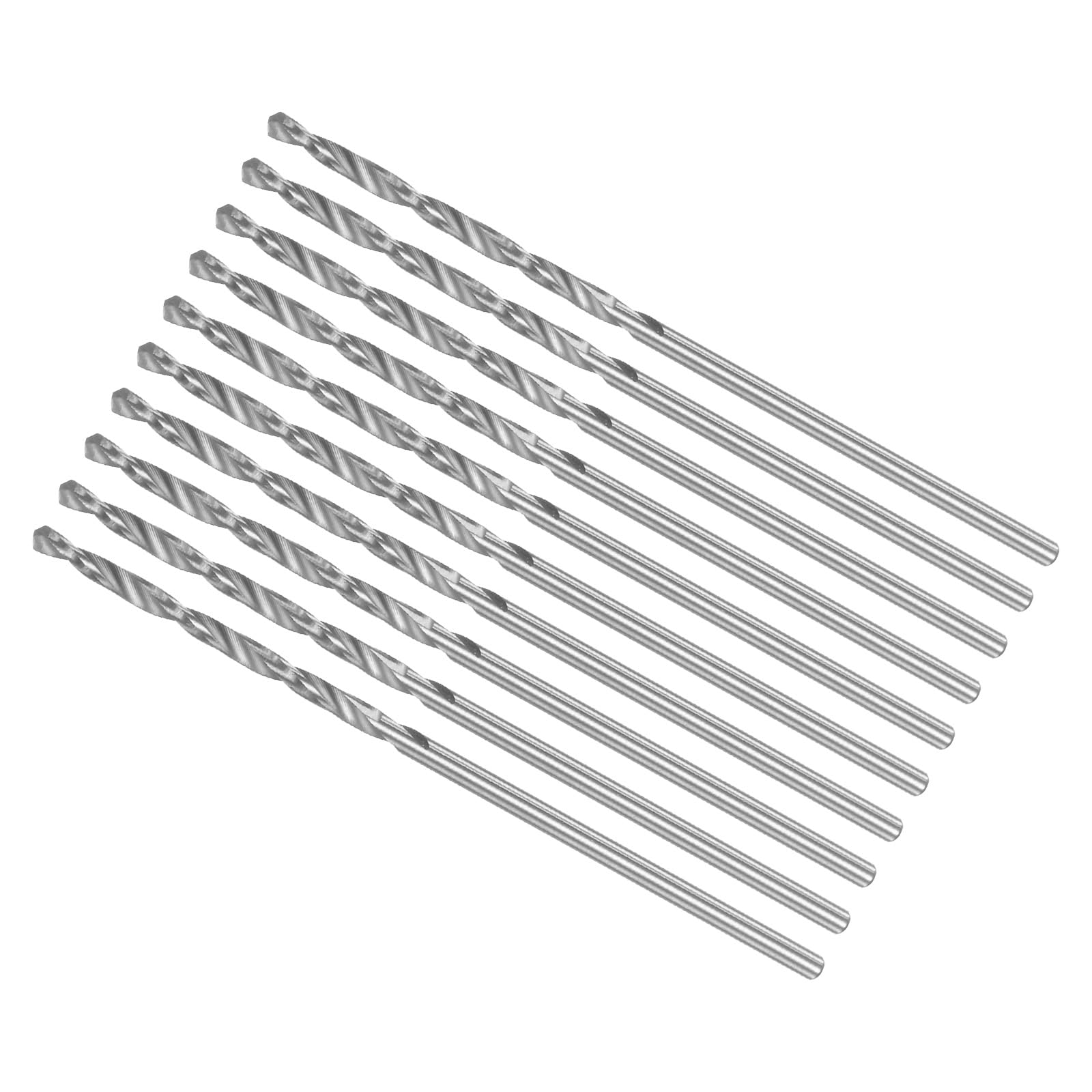 CoCud Micro Drill Bits, 1.45mm Drill Diameter 48mm Total Length, 6542 High Speed Steel Fully Ground Twist Drill Bit - (Applications: for Copper Metal Wood), 10-Pieces
