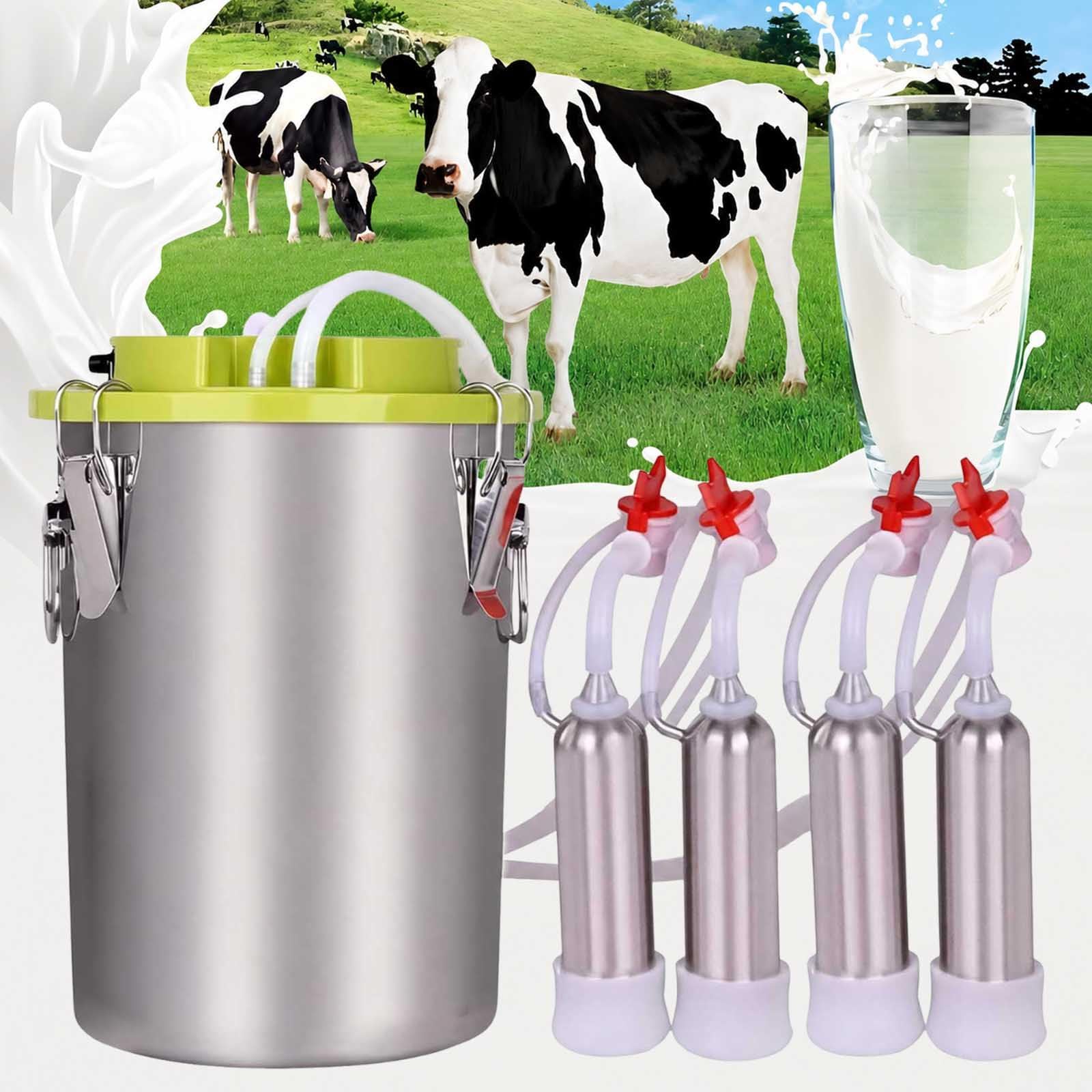 aromaoveite Portable Cow Milking Machine, 48w Electric Cow Milker With Adjustable Pulsation And Auto Stop, 12l/16l Stainless Steel Bucket, Easy-Clean Dairy Farm Equipment 16L-B