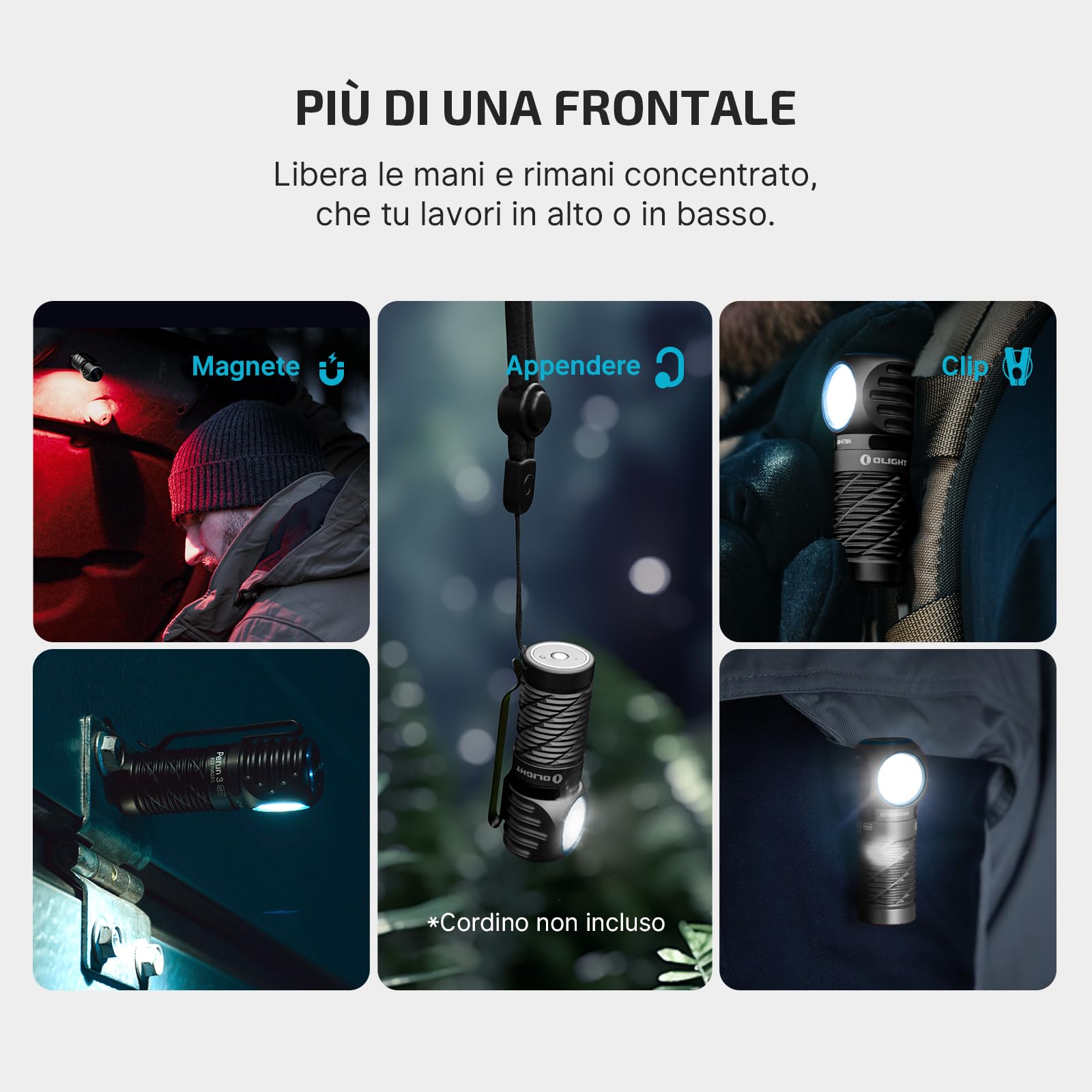 OLIGHT Perun 3 Mini Versione HCRI Torcia Frontale Ricaricabile 920 Lumen 133m Portata 90 CRI, Luce Bianca e Rossa, Leggera per Escursionismo, Campeggio e Outdoor (HCRI Nero)