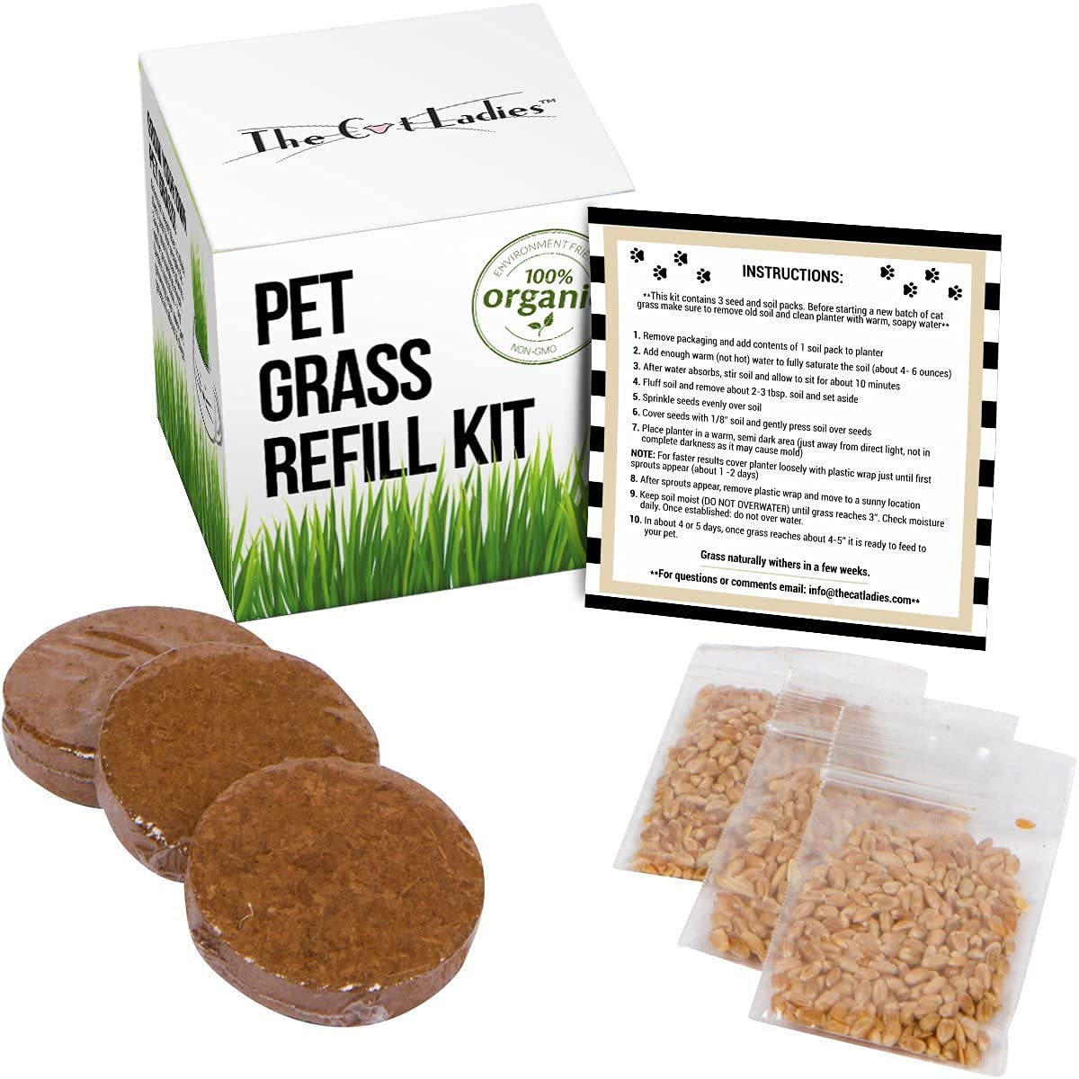 The Cat Ladies Grass/Pet Grass Refill Kit 3 Pack: for Item #B01I5Xhwi6 and B01Jni9W9E: Organic Pet Kit/Cat Kit.Natural Hairball Control Remedy Cats. (B01JQ7A43U) Amazon Price History, Amazon Price Tracker