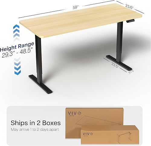 Vista 690 de VIVO DESK-KIT-1W6G - Escritorio eléctrico de pie de 60 x 24 pulgadas, ajuste de altura de memoria, serie 1B, parte superior de nogal oscuro de una