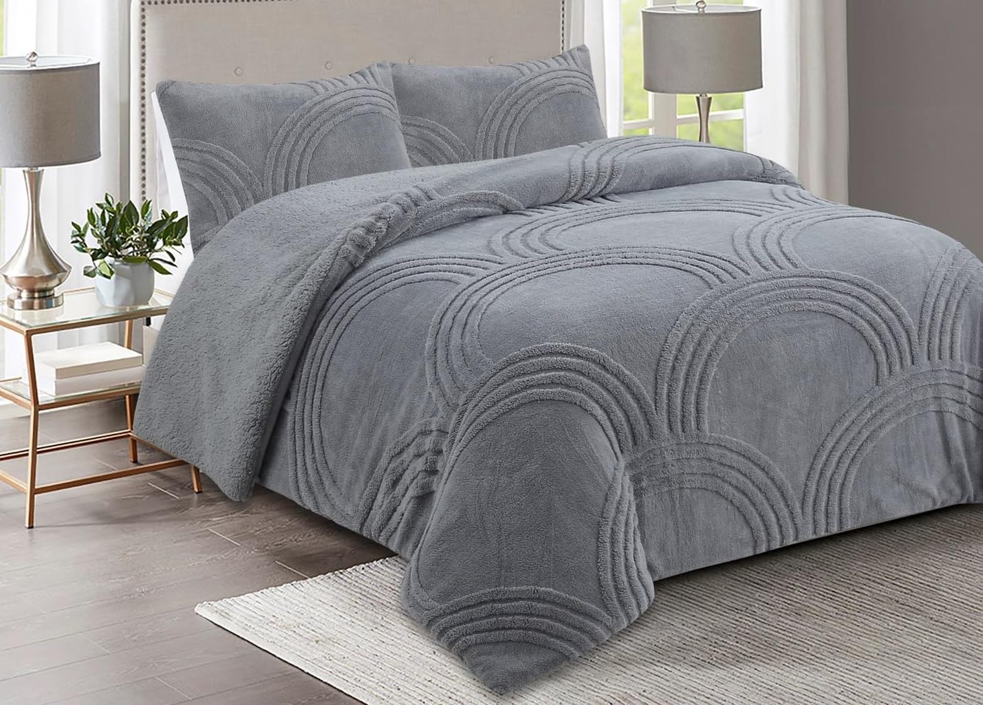 TEJIDOS EL MUNDO EDREDON Sherpa ZAPORIYA - 150 cm., Gris