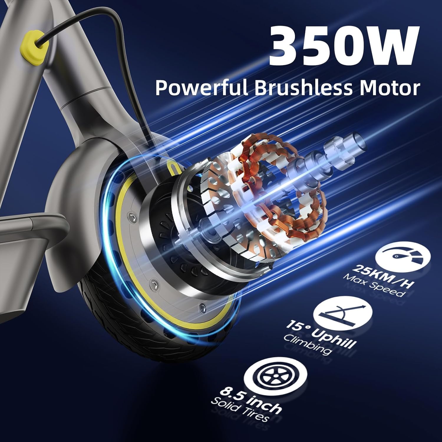 EGGKING Monopattino Elettrico con Freccia Direzionale, 350W Motore, 8.5" Gomme Antiforatura, 35 km Autonomia, Doppi Freni, Controllo App