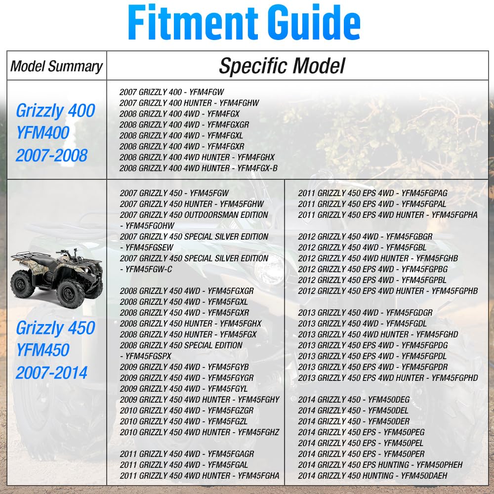 Benzinhahn Unterdruck Kraftstoffhahn für Yamaha ATV Kodiak 400 YFM400 2000-2006 Kodiak 450 YFM450 2003-2006 Grizzly 400 YFM400 2007-2008 Grizzly 450 YFM450 2007-2014