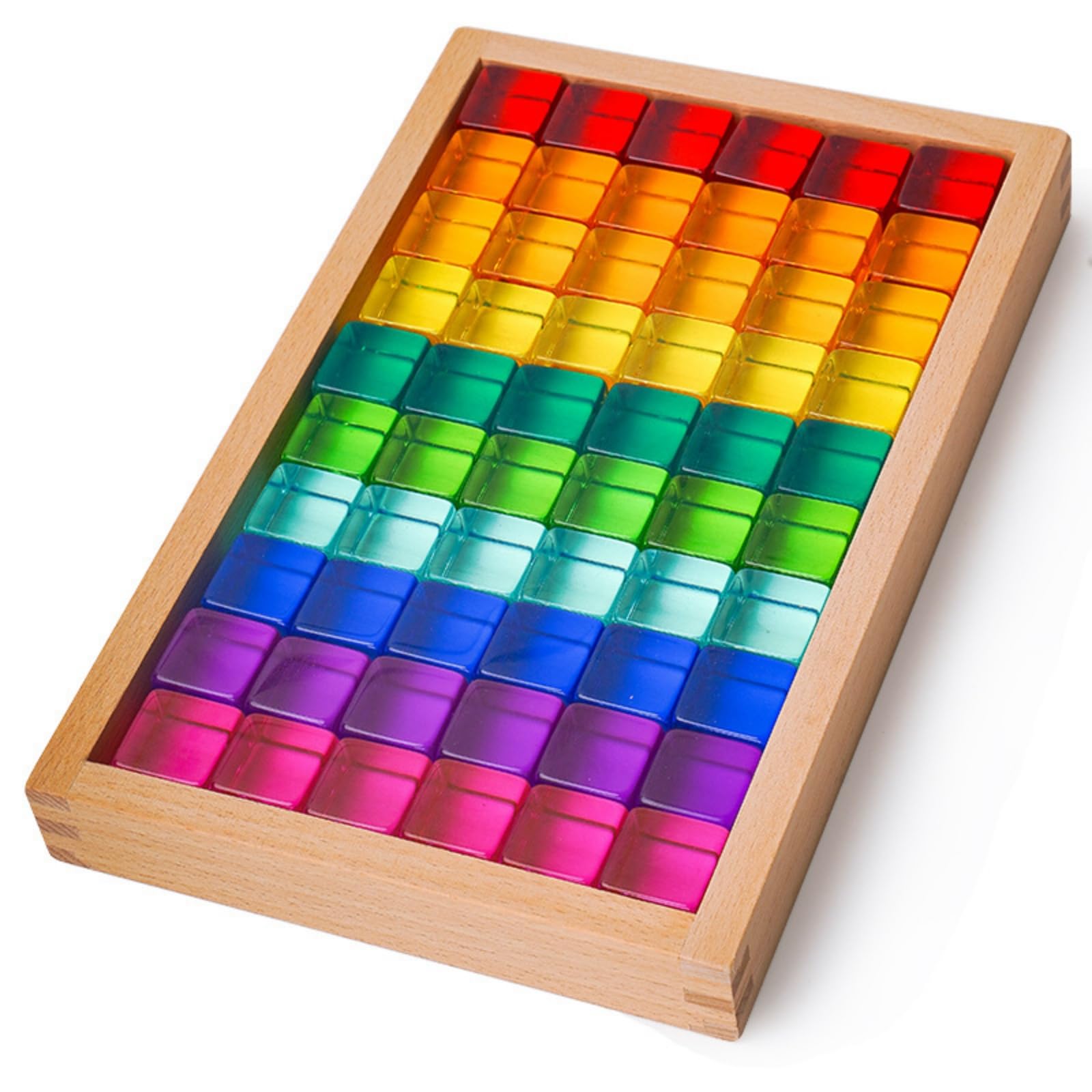 Acrilici con Vassoio Trasparente Mosaico di Blocchi Colorati Educativo Gioco di Costruzioni in Legno per Bambini, Educatori,