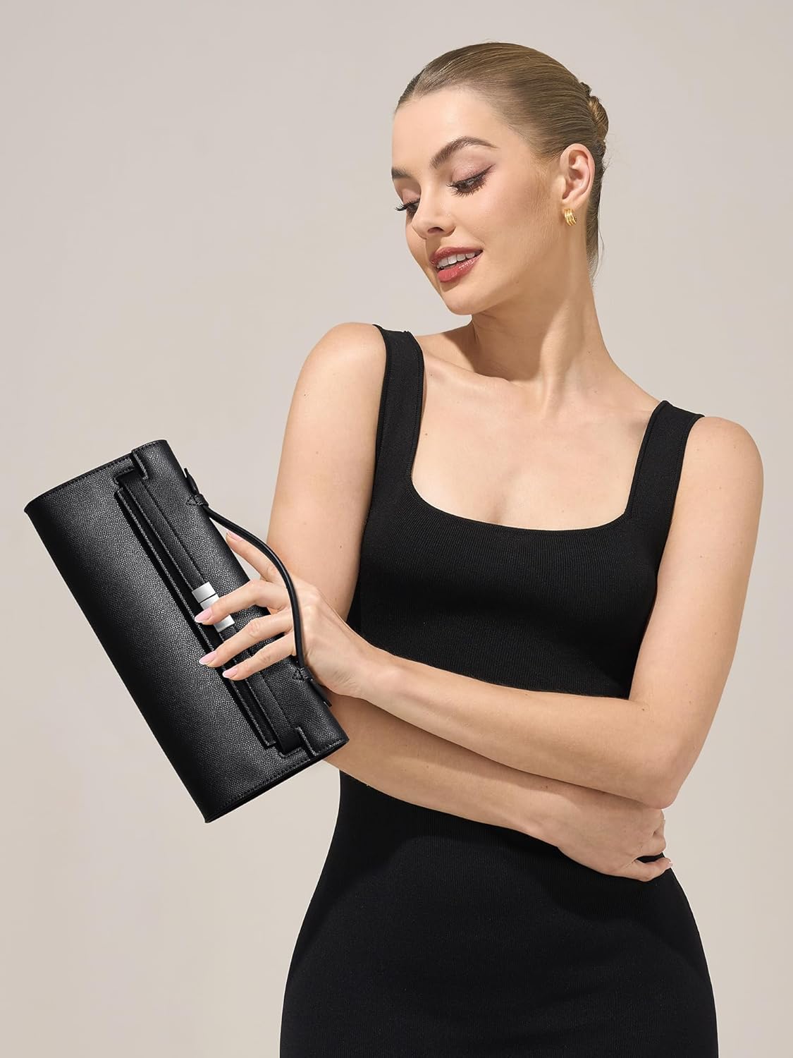 CHUNLI PU Leather Clutch Purses for Women, Trendy Ladies Top Handle Bag for Evening Work Business Daily Use - Image 5