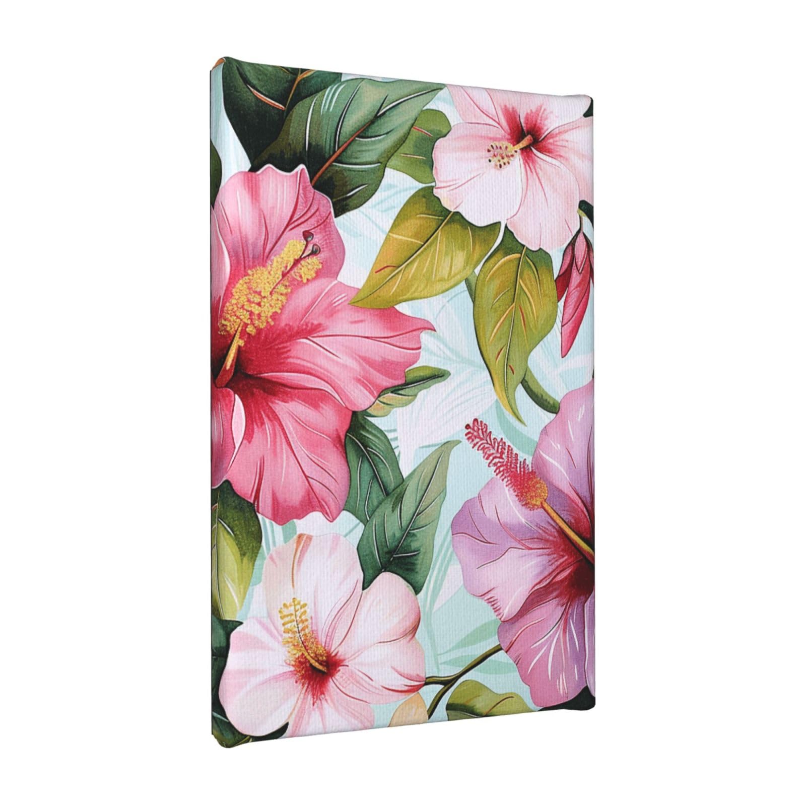 YKLJG Hawaiian flowers print Printed Wall Art Canvas Painting 20x30 CM Wooden Framed Picture Painting Artwork Prints for Bedroom Kitchen Home Office Decor
