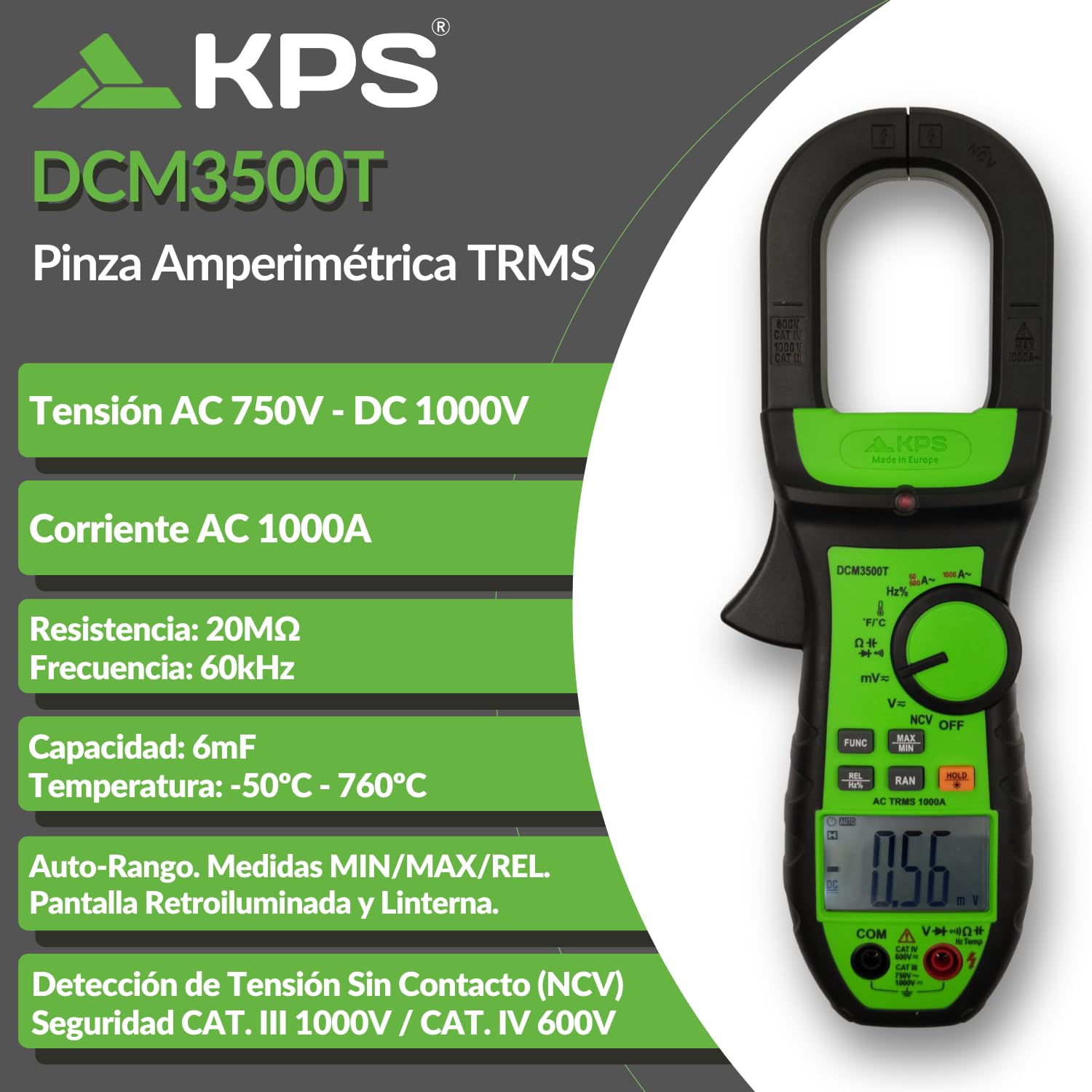 SAFETYCHECK FAST - KIT FASTCHECK3010 Equipo Multifunción de Bolsillo con Pinza Amperimétrica TRMS Profesional DCM3500T | Kit Electricista | APP Compatible | CAT.IV