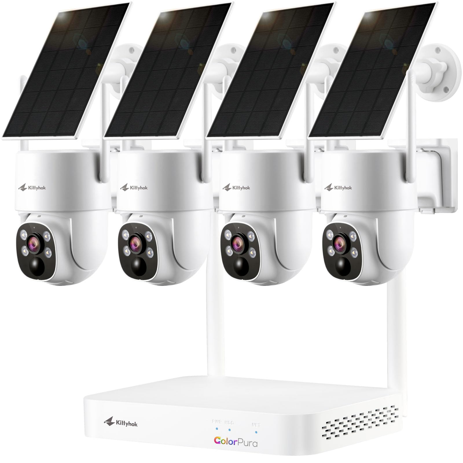 Amazon.com: Kittyhok 2K Solar Security Camera System Wireless