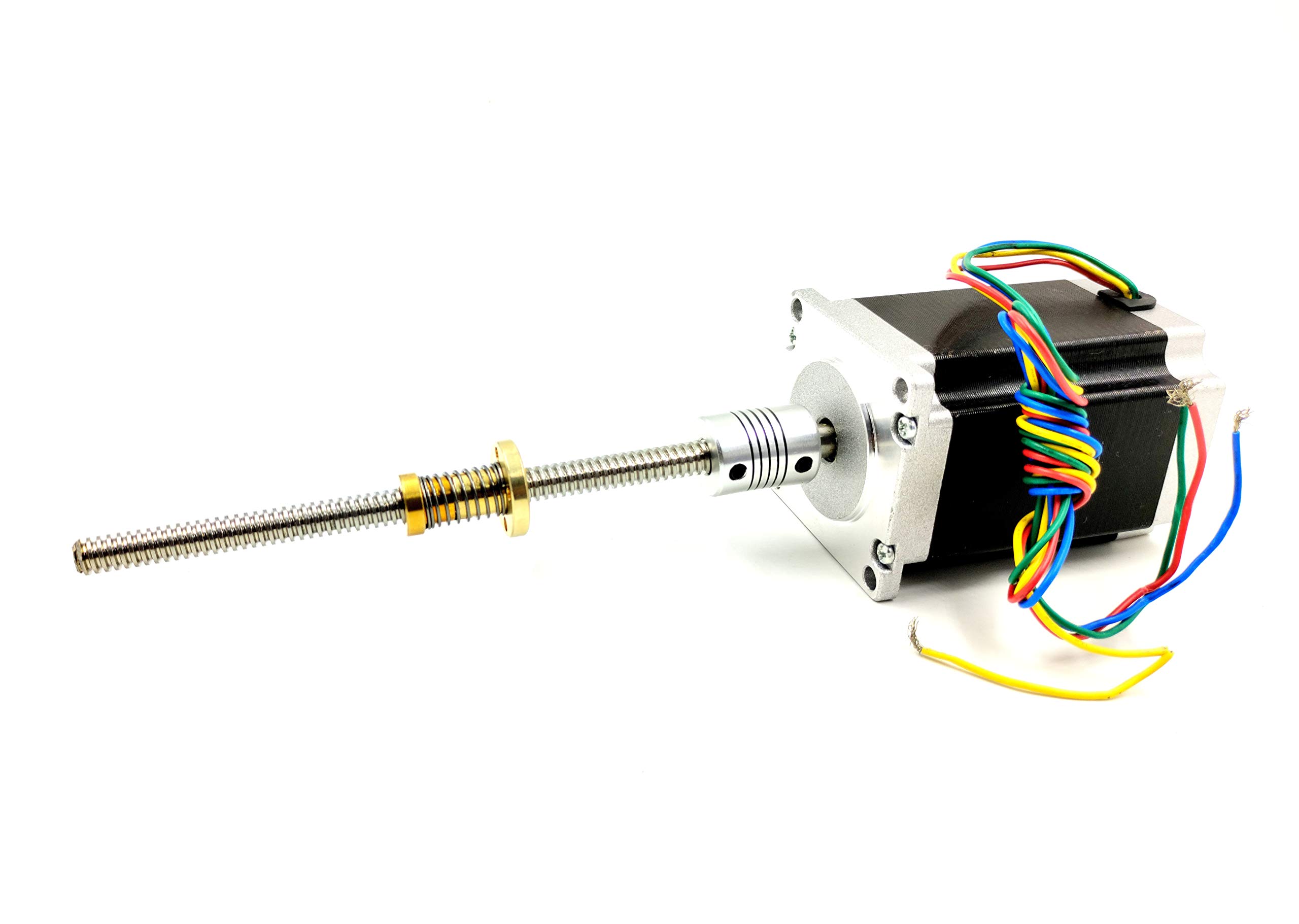 INVENTO 1pcs Nema 23 25 Kg-cm Stepper Motor + Flexible coupling + 150mm (0.15 mtr) 8mm T8 TR8 2mm Pitch Lead Screw + Antibacklash Nut-image-10