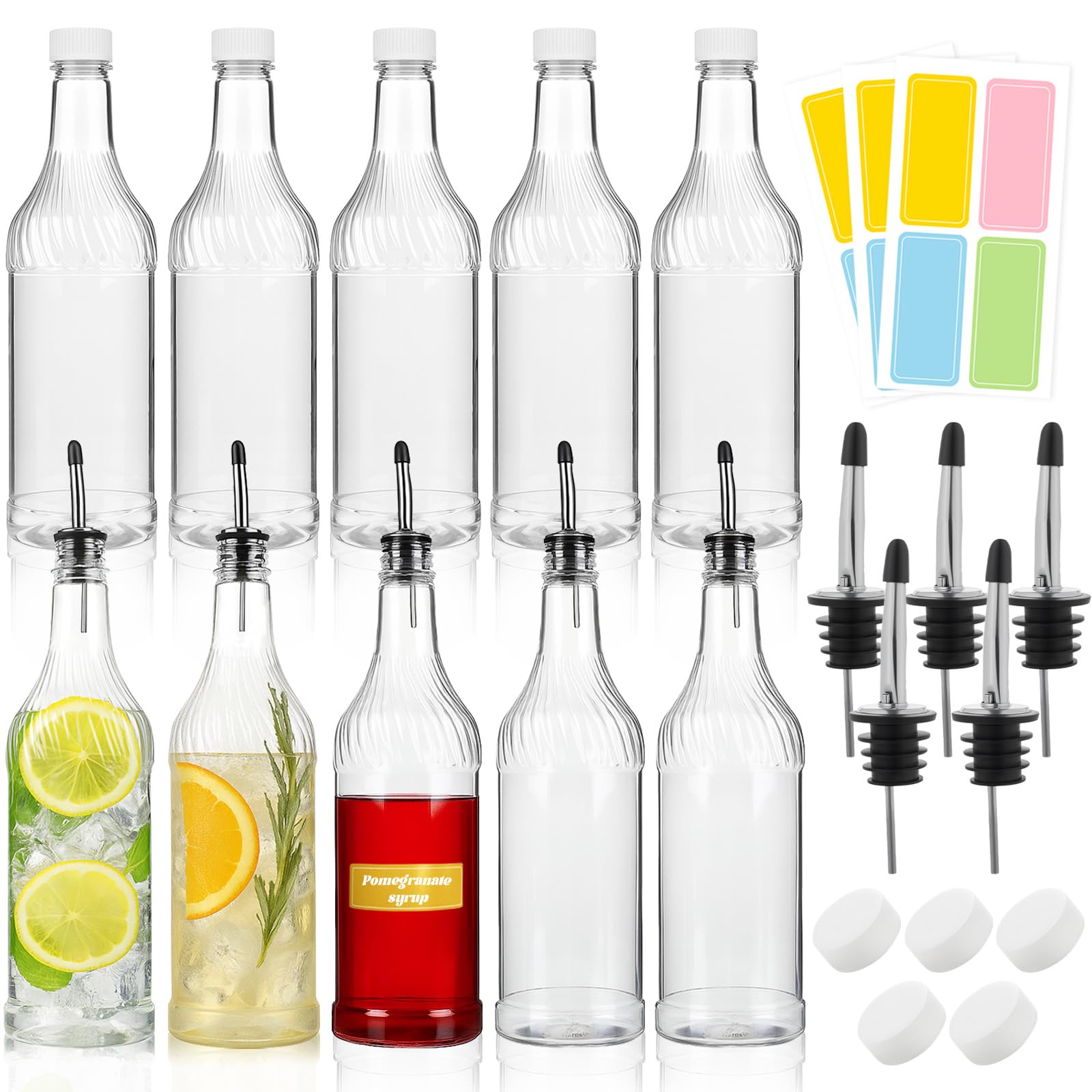 20 Pcs 32 Oz Plastic Liquor Bottles,Bar Juice Pour Bottles with Spouts