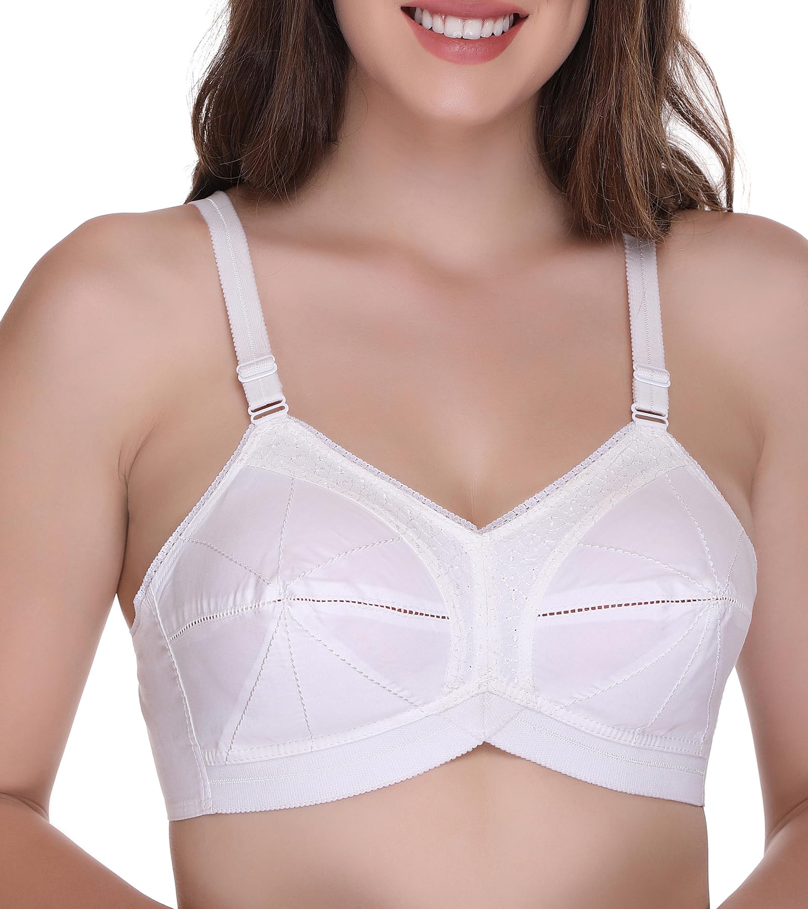 SONA Ultimate Cotton Full Coverage Non-Padded Non-Wired Everyday Regular Bra for Women (White_Pack of 1_46C)