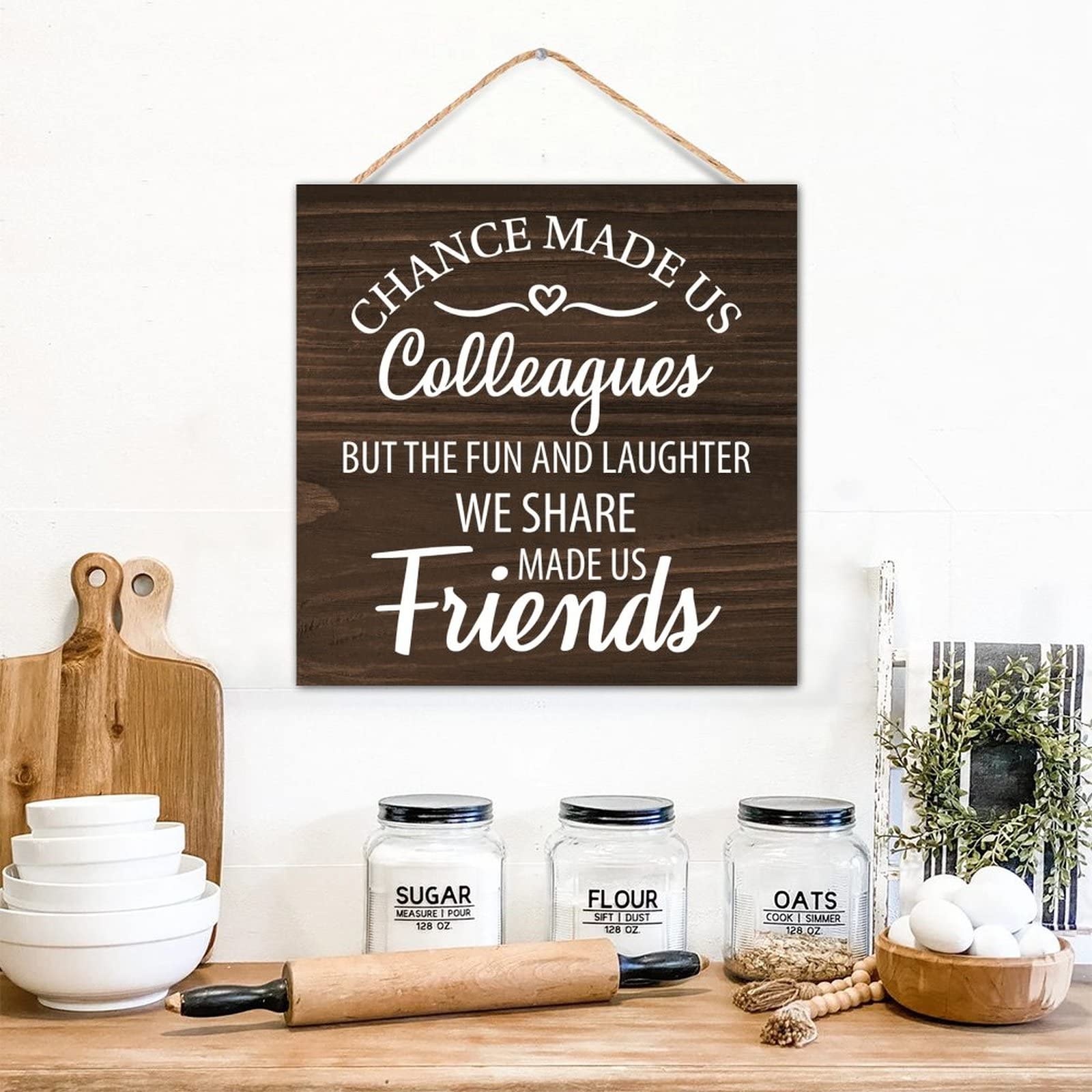 Cadeau de retraite moderne plaque en bois Chance Made Us Colleagues