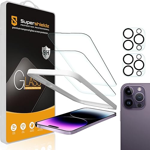 Supershieldz (2 unidades) Diseñado para iPhone 14 Pro Max (6.7 pulgadas) + protector de pantalla de vidrio templado para lente de cámara con