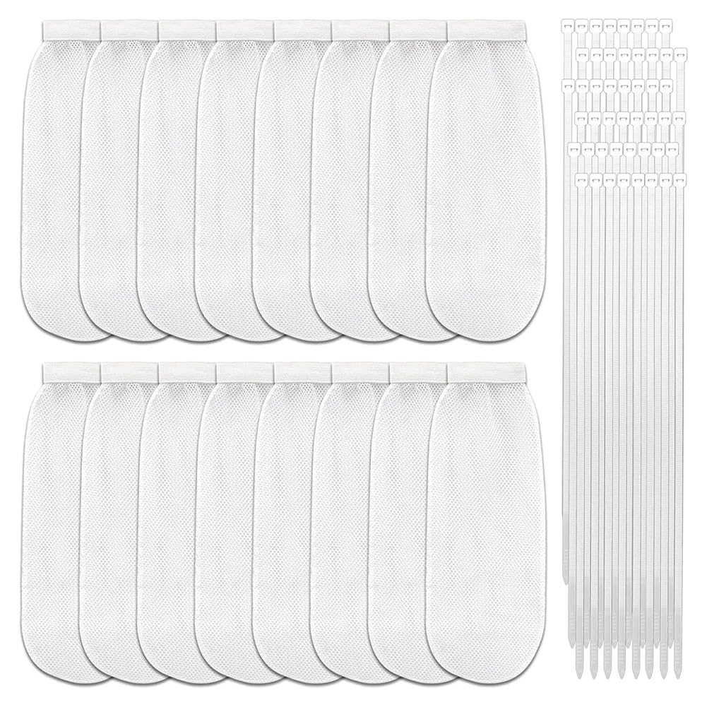 UDSKNV[KSL Lint Trap and Cable Tie Set for Washing Machines, Includes 16 Nylon Mesh Lint Traps and 48 Cable Ties
