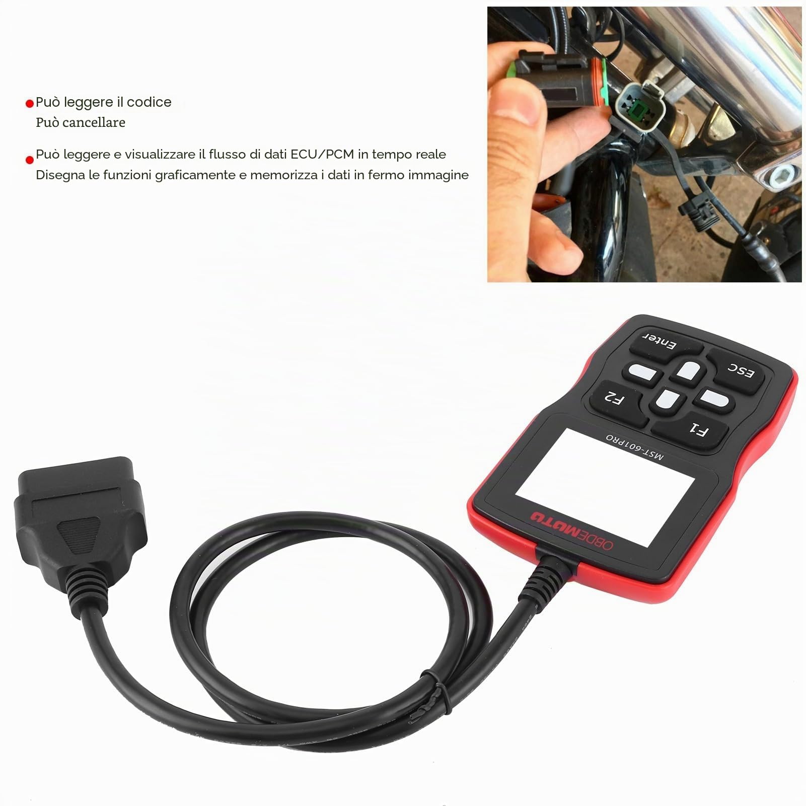 EVGATSAUTO Scanner per Moto, Rilevatore di Guasti Moto ABS, Lettore di Codici OBD2 Strumento Diagnostico Automobilistico Adatto