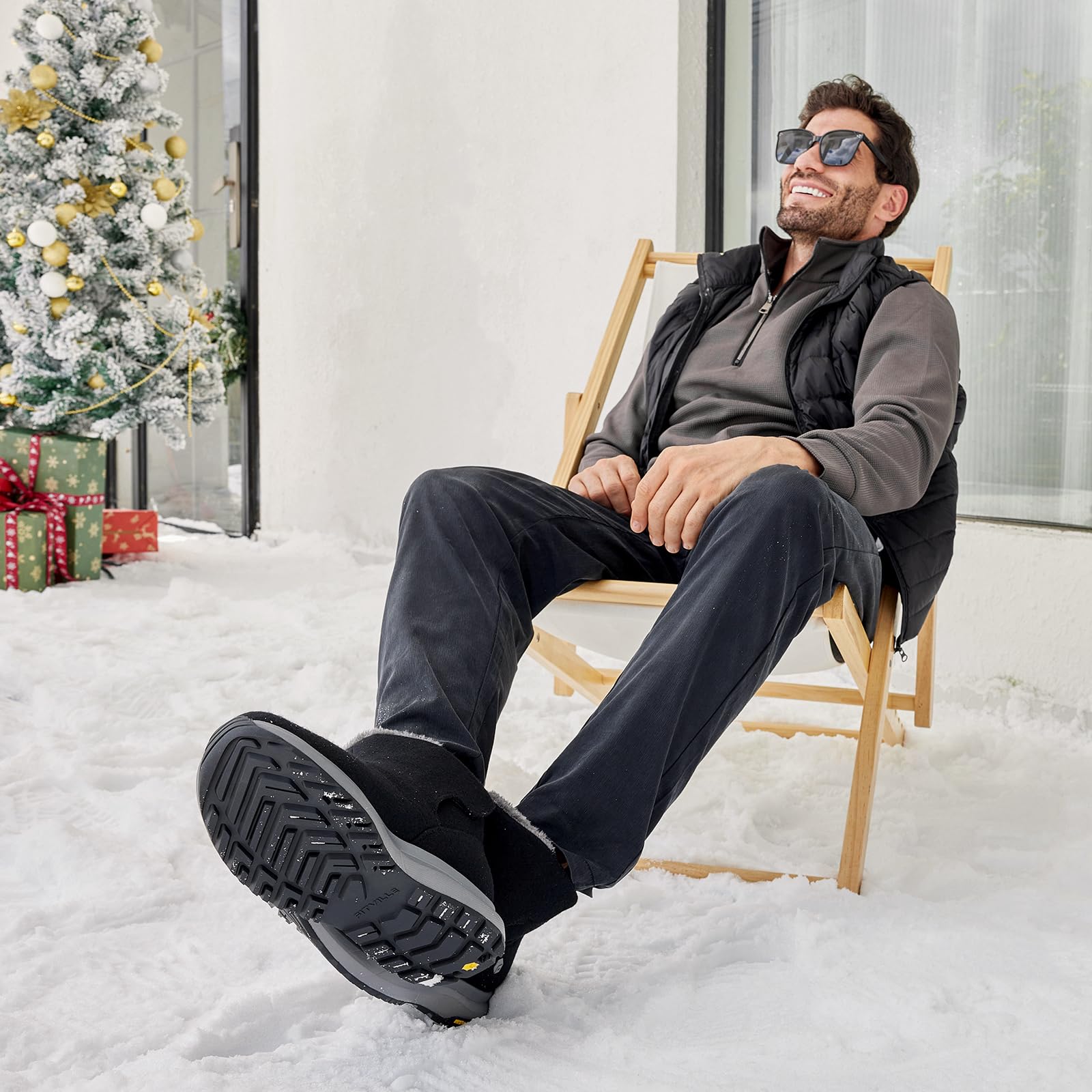 FitVille Extra Weit Winterschuhe Herren Winterstiefel Warm Gefüttert Kurzschaft Stiefel Bequem Rutschfeste Winter Outdoor Boots