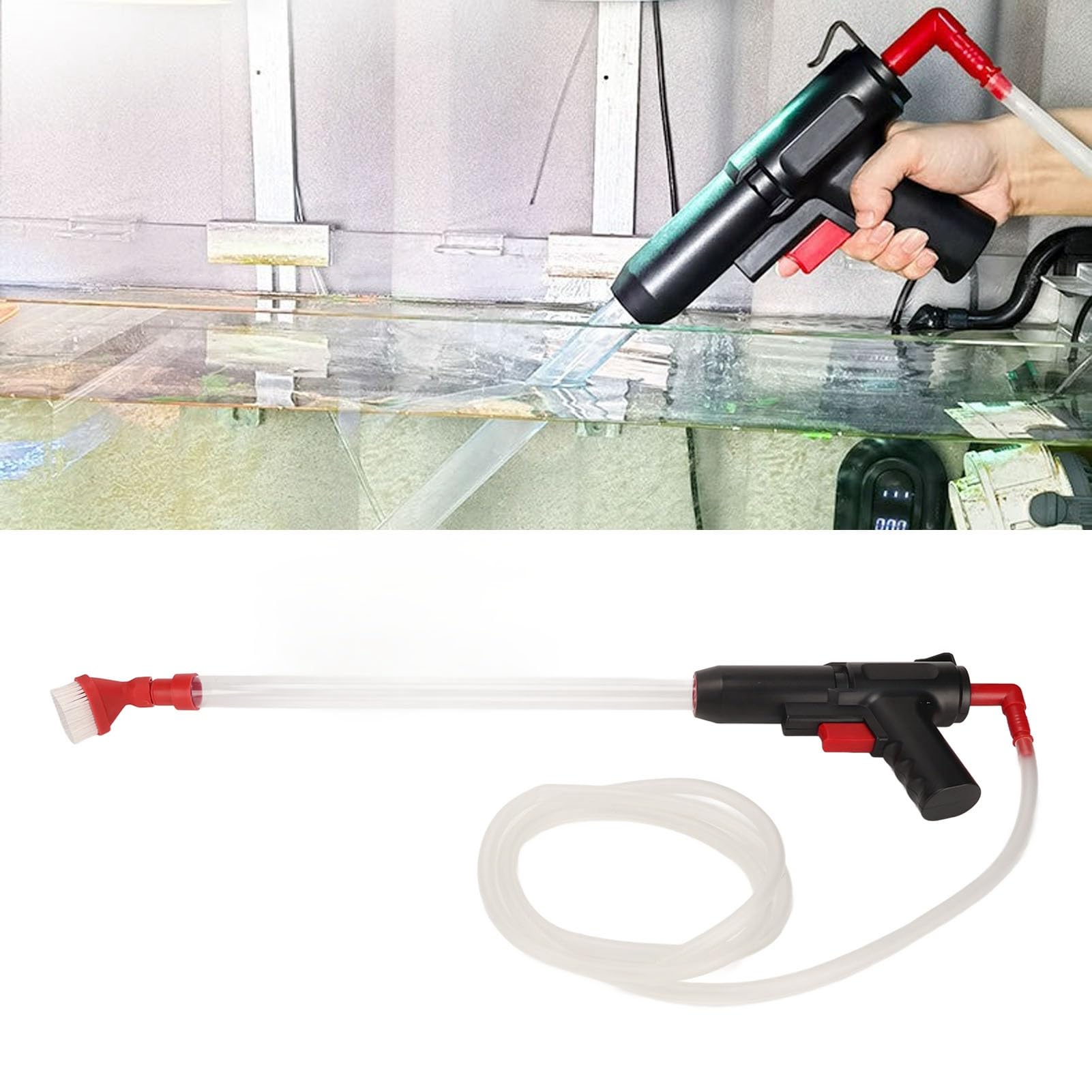 Aspirateur à Siphon Complet pour Aquarium avec Clip de débit d'eau réglable pour l'entretien des réservoirs Moyens et Grands, Un kit de Nettoyage de Gravier d'aquarium
