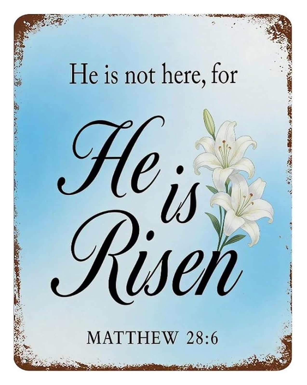 NWPNLXEA Alleluia He Is Risen Metal Tin Sign 8 X 12 in Floral Bible Verse Decor for Easter Party Bathroom