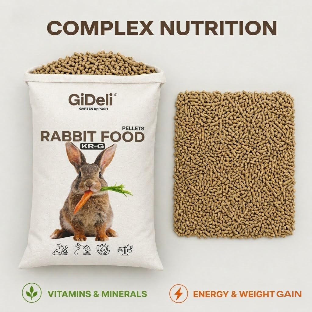 GiDeli Granulés pour Lapin 25kg - Aliment Complet à Base de Luzerne et Céréales avec Coccidiostatique - Idéal pour Lapin Adulte, Lapereau et Nain - sans Tri Sélectif - 17% Protéines