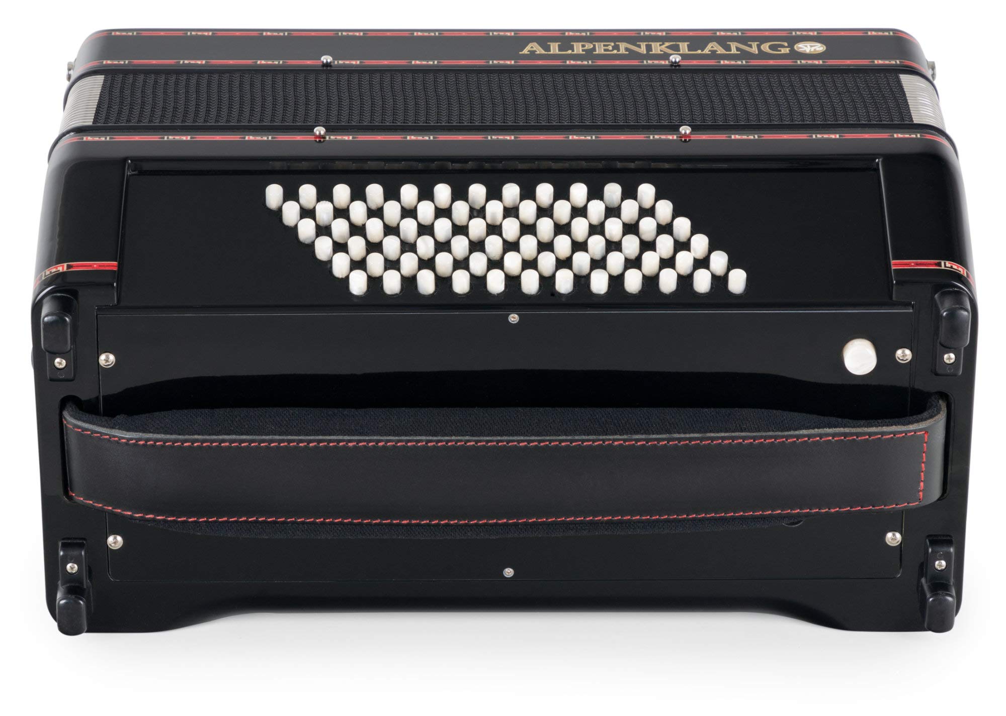 Alpenklang Pro Akkordeon III 72 M Schwarz, 34 Diskant-Tasten aus Perlmutt