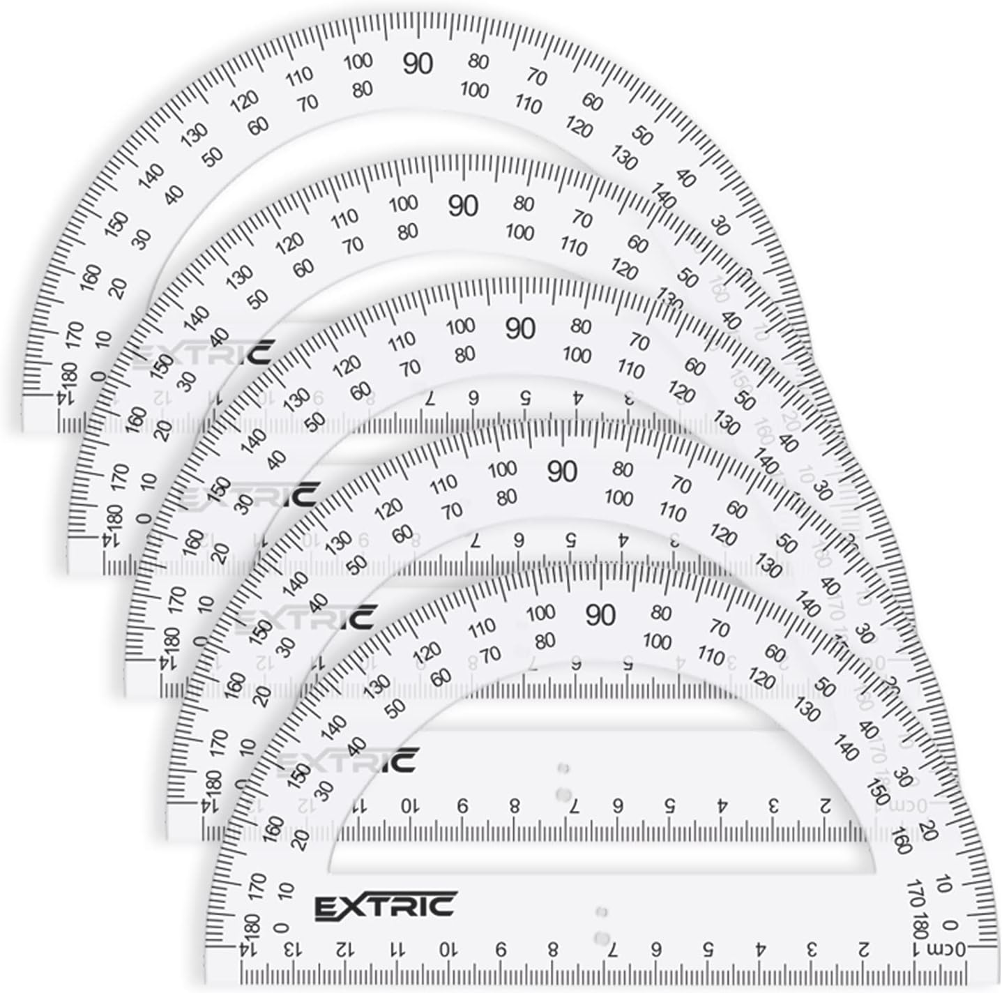 Protractor 5 Count Protractor for Geometry, 6 Inch Clear
