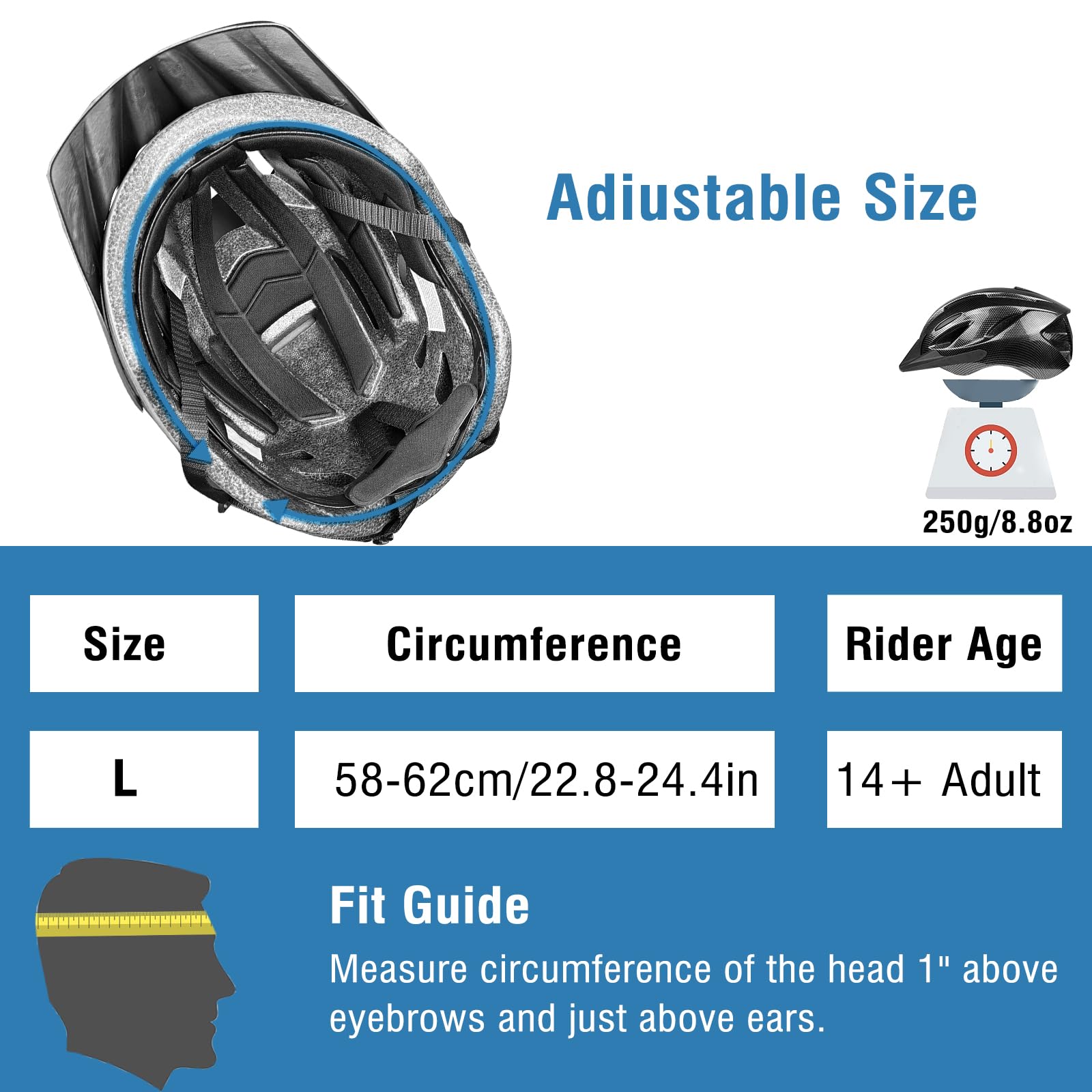 AISSTXOER Adult Bike Helmet for Women & Men - Removable Visor for Mountain & Road Cycling - CPSC Safety-Certified Stylish & Lightweight Bicycle Helmet with Suggested Fits Head 58 to 62cm