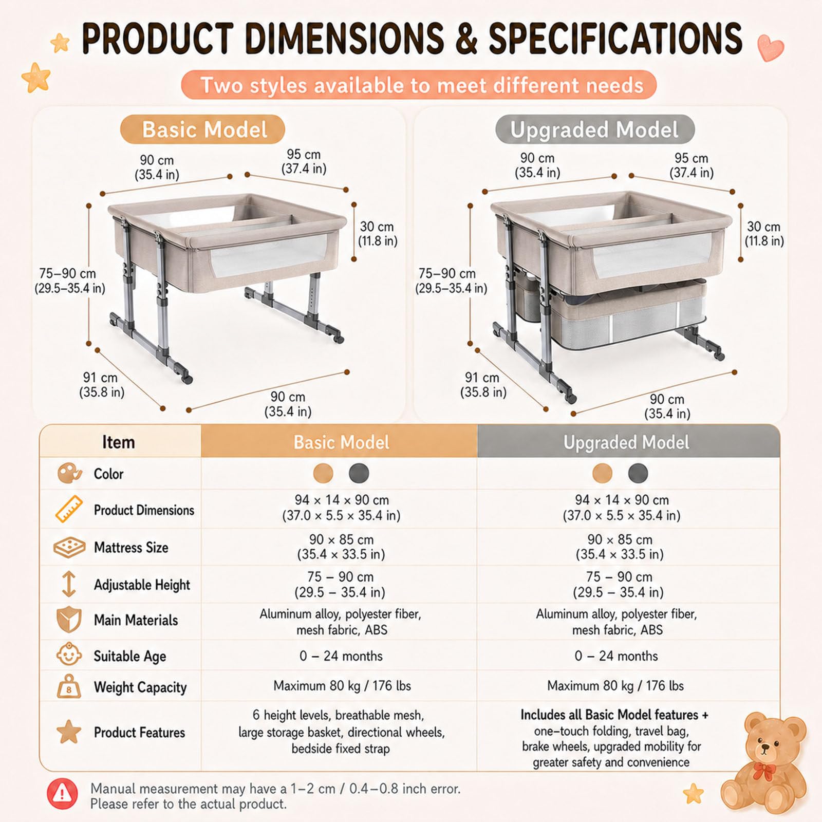Cuna De Ajustabl, Compartimento De Almacenamiento Beige-Upgrade