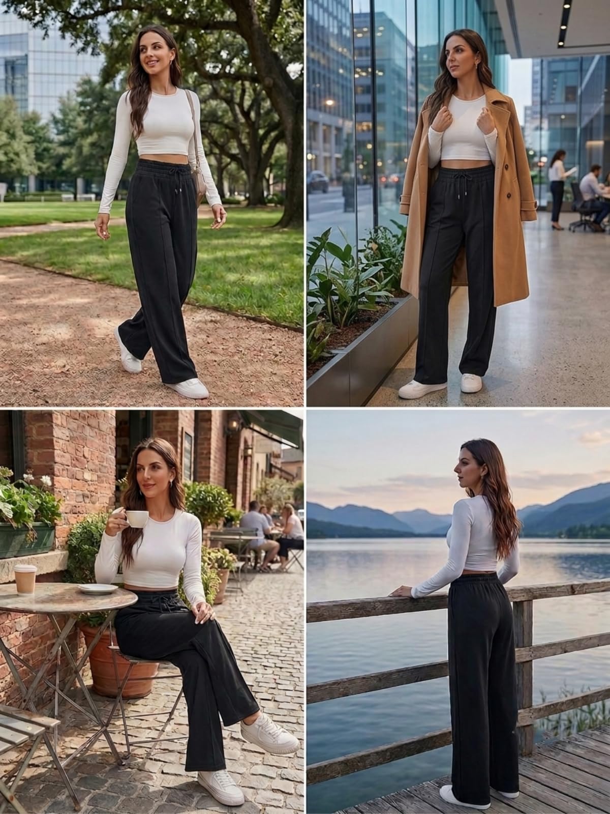 Leriya Fashion Pantalones acampanados de cintura alta estilo coreano para mujer, elegantes pantalones para eventos universitarios (talla grande)