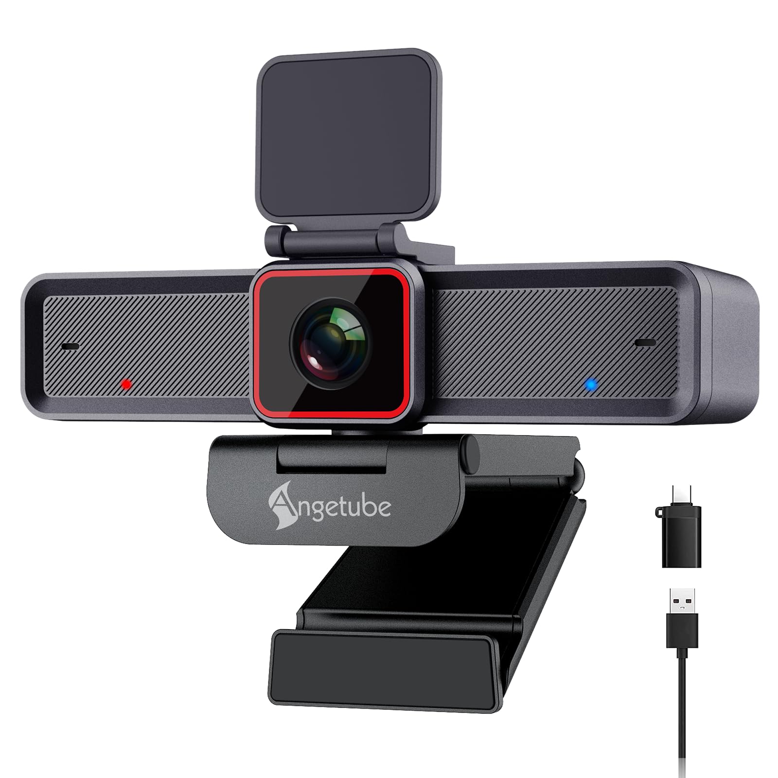 Angetube 4K Webcam con 1/1.5" Sensor, 1080P@60FPS USB Web Camera para PC | Autofocus PDAF, Cubierta privacidad, USB3.0 & 2 micrófonos, Ideal para reuniones de vídeo, Streaming Work with OBS, Skype